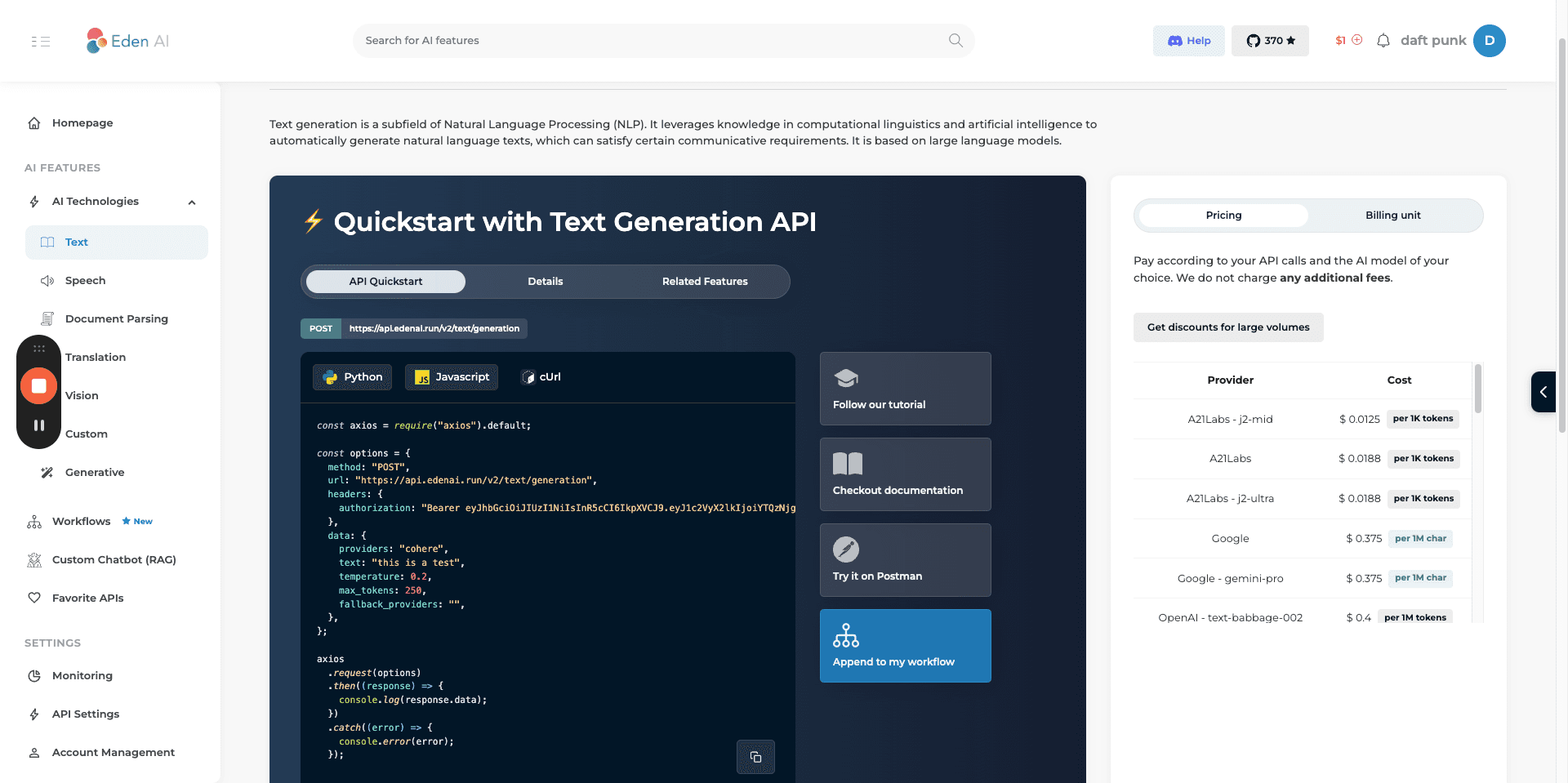 Step #6: Here is your API SDK - you can use Python or JS depending on your choice of server.