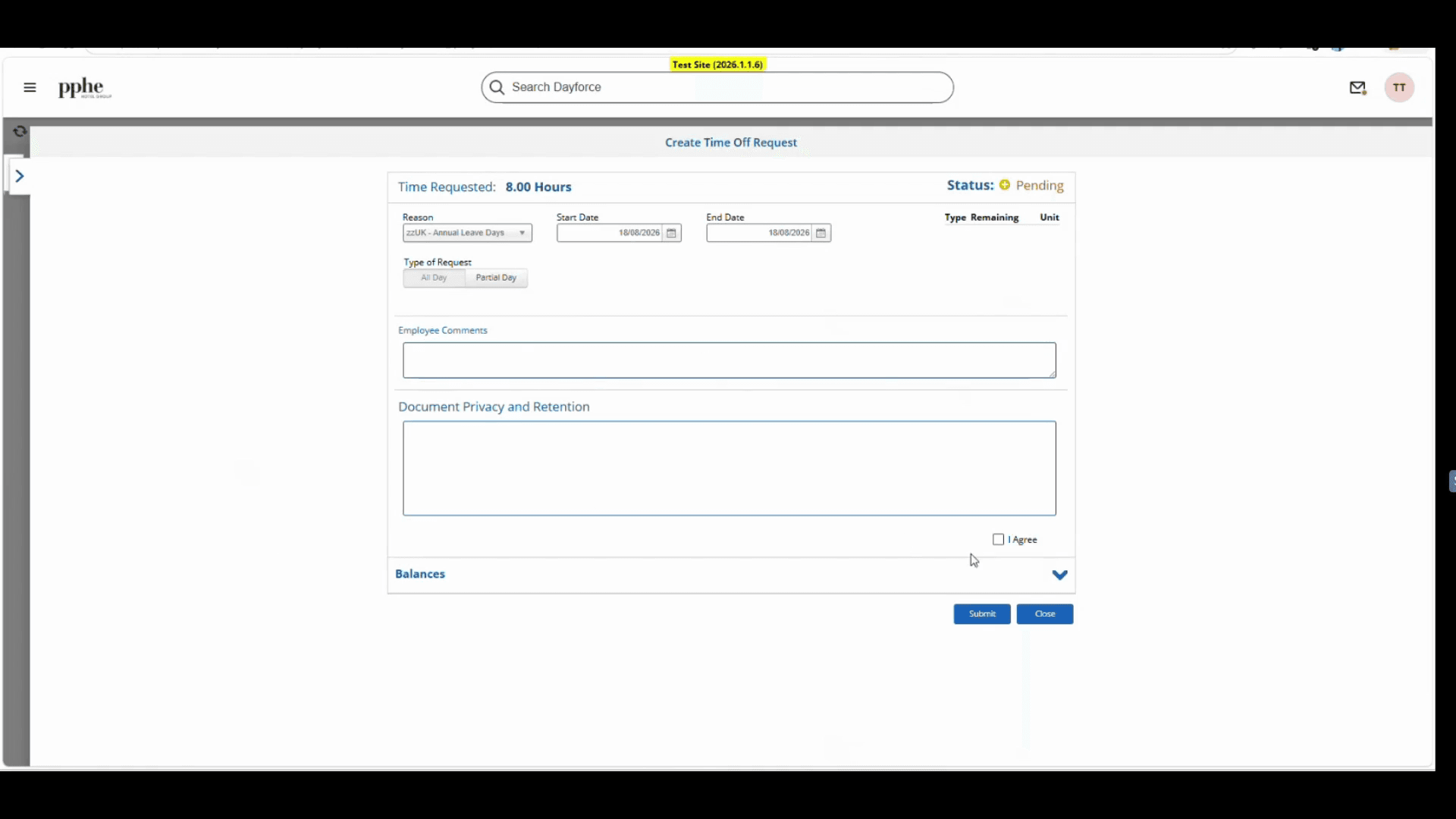 Step #7: Check the Agree box under the Document Privacy and Retention section.