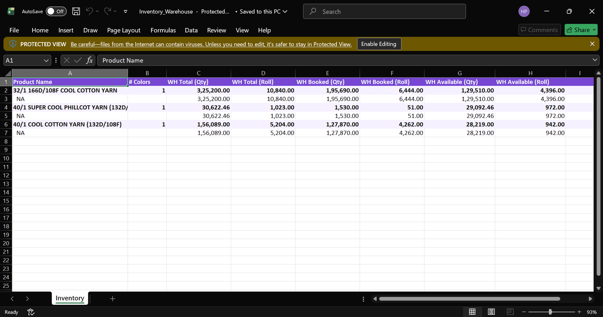 Step #18: In this report you will see total, booked and available qty and roll of selected products.