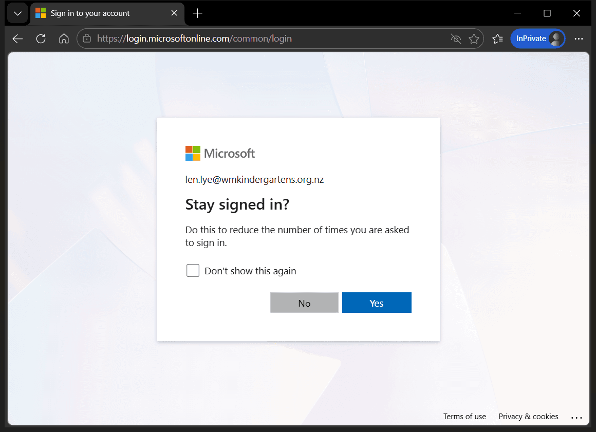 Step #2: Click on "No"