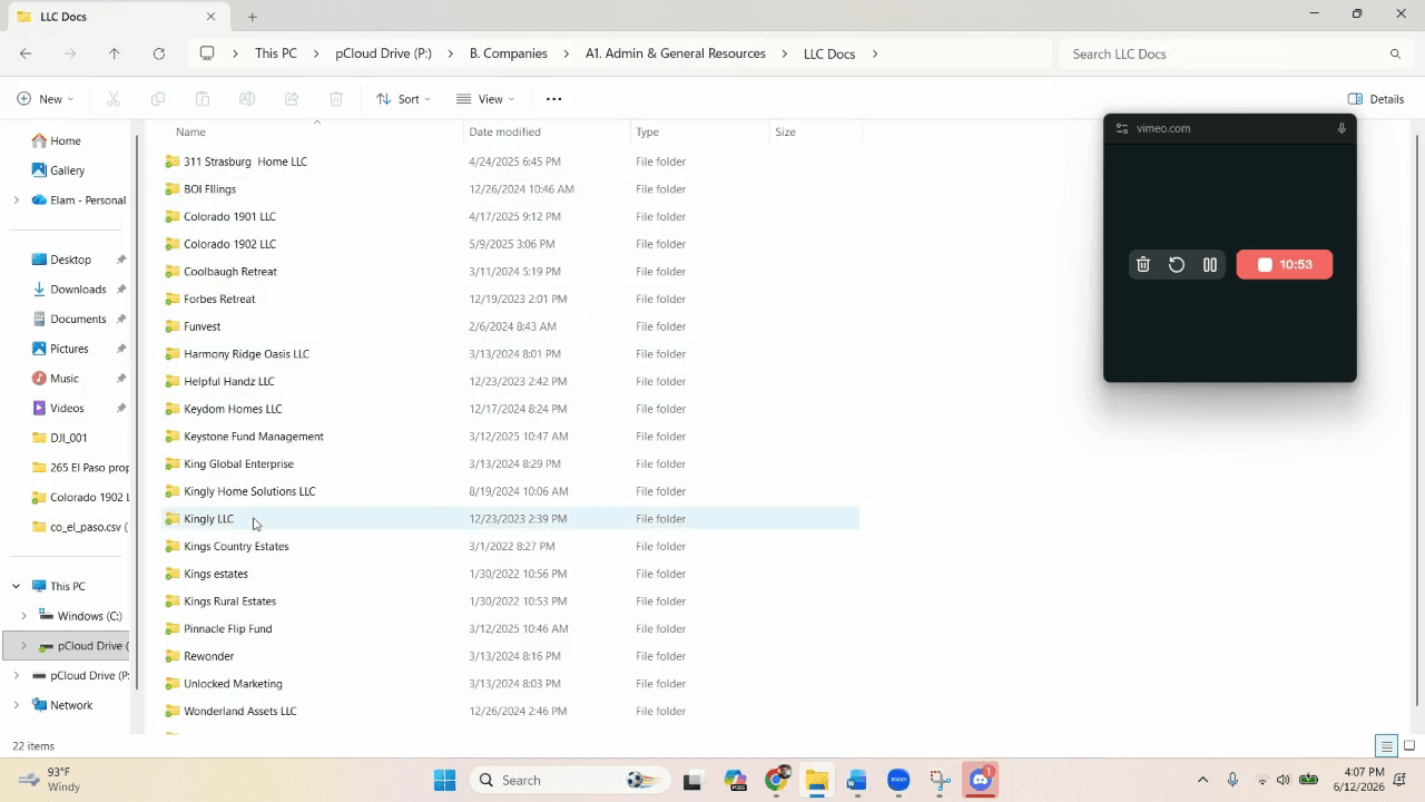 Step #29: Double-click the specific folder for the LLC that purchased the property.