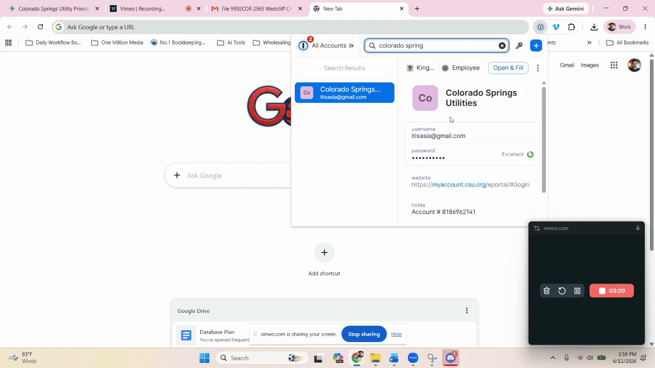 Step #9: Click Open and fill using your password manager to insert the saved company credentials.