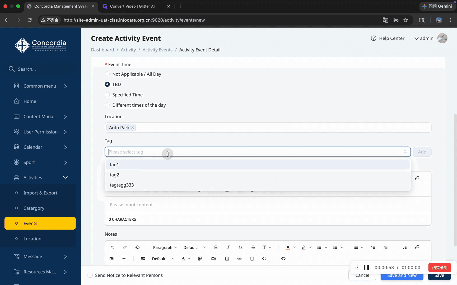 Step #10: Select any relevant categories from the Please select tag dropdown.