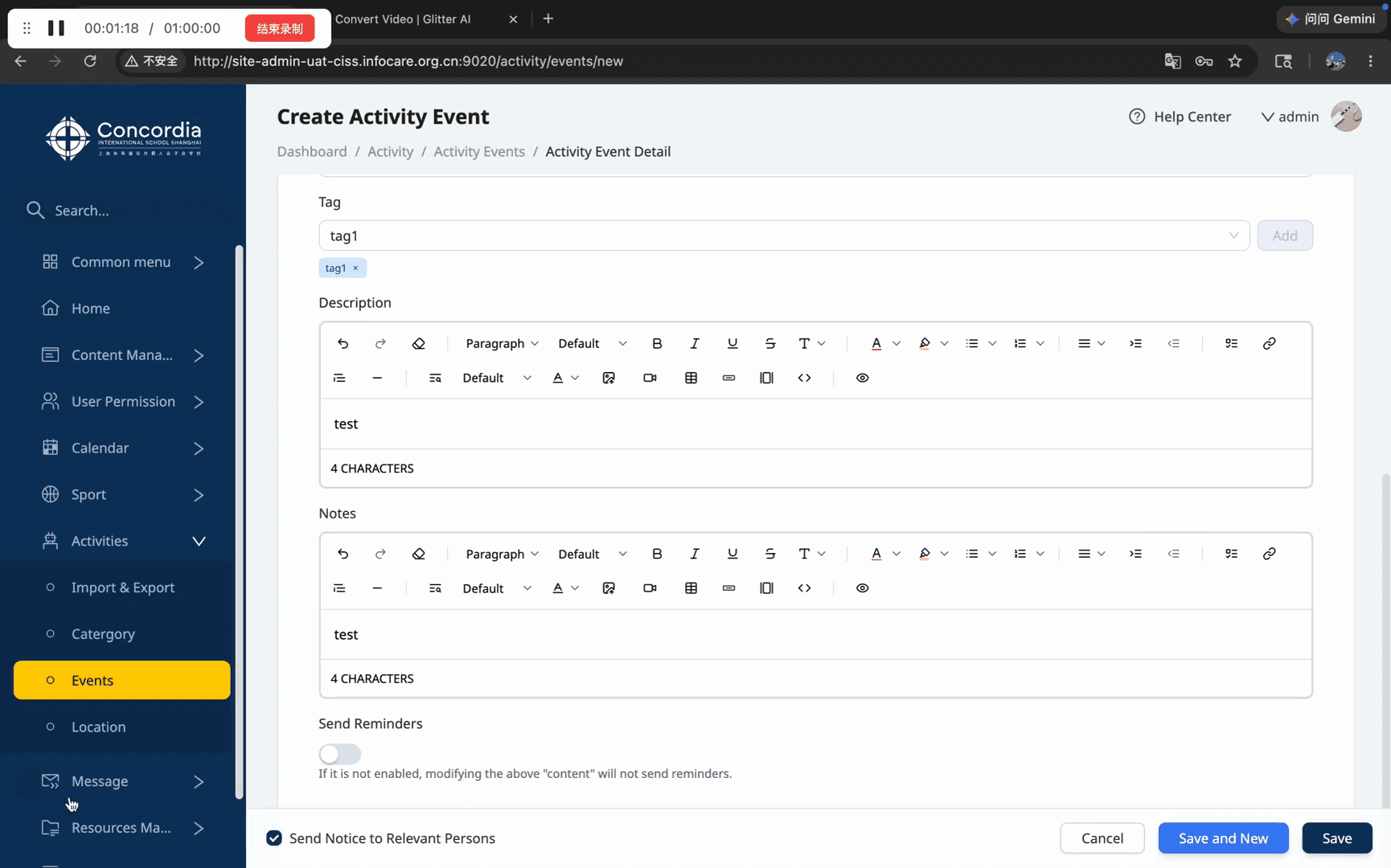 Step #14: Click Save in the bottom-right corner to publish the event.