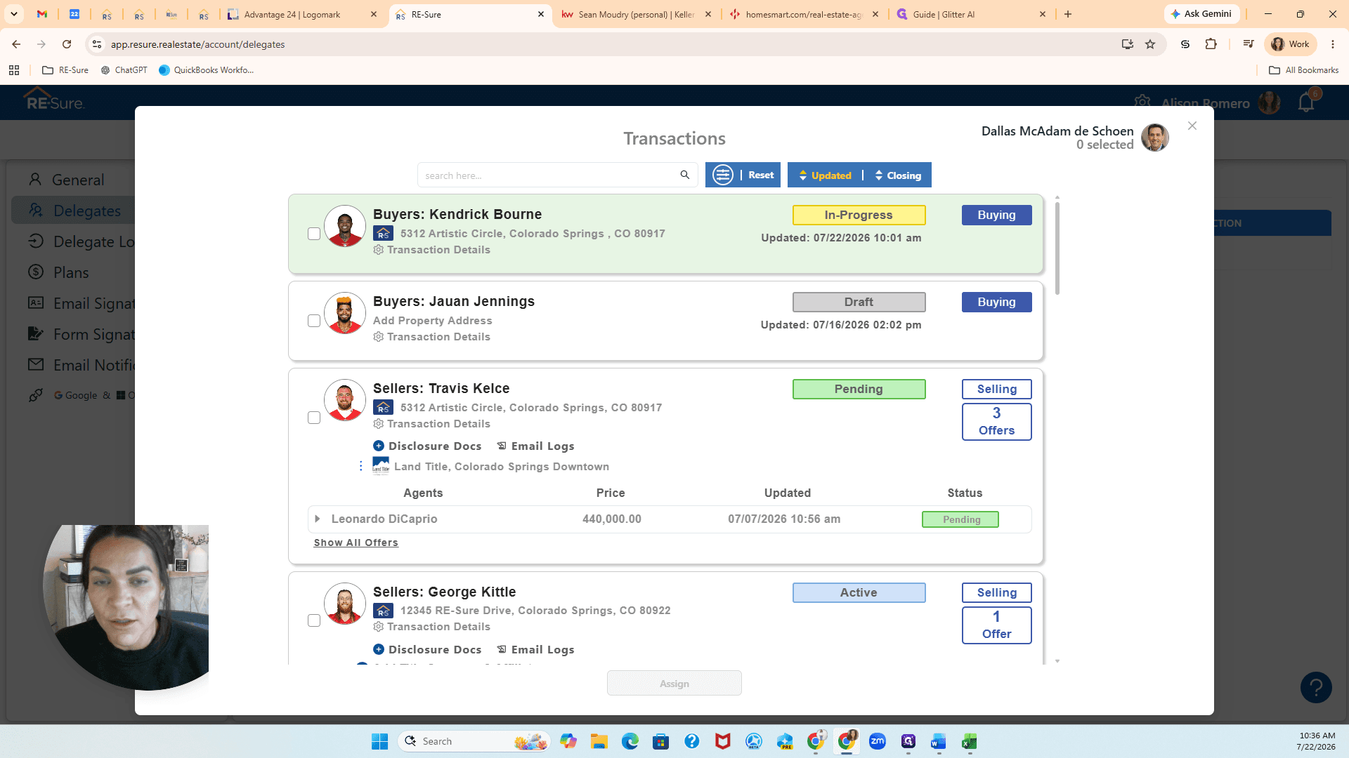 Step #7: Check the boxes next to the specific transactions you want this delegate to manage.