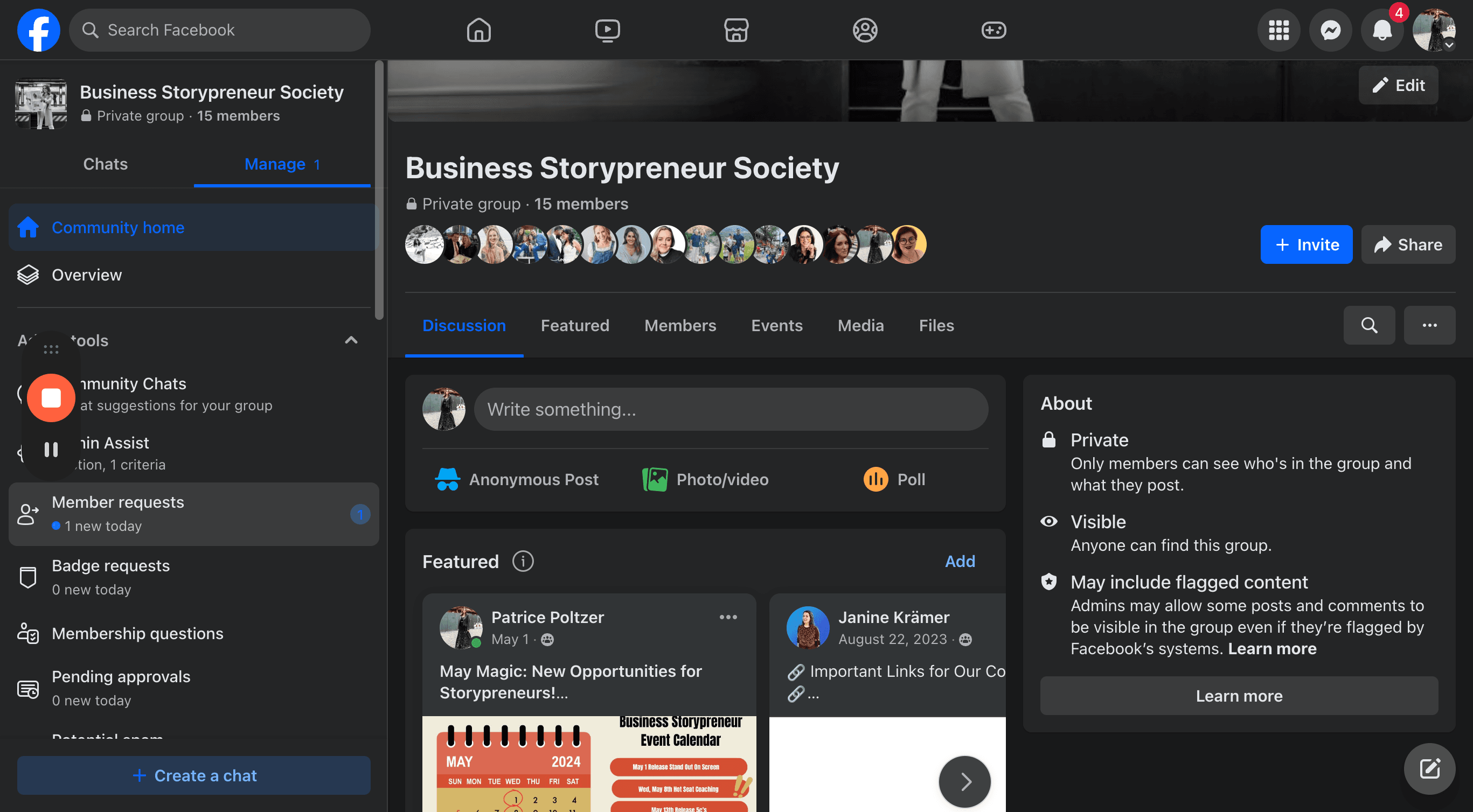 Step #17: Click "Member requests"