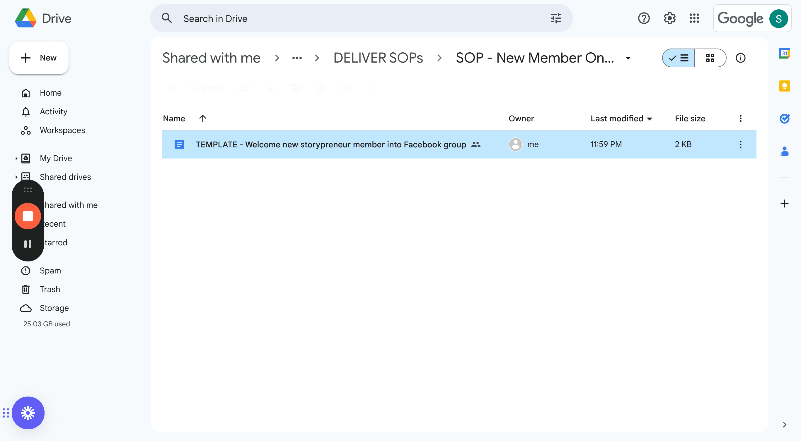 Step #24: Click "TEMPLATE - Welcome new storypreneur member"
