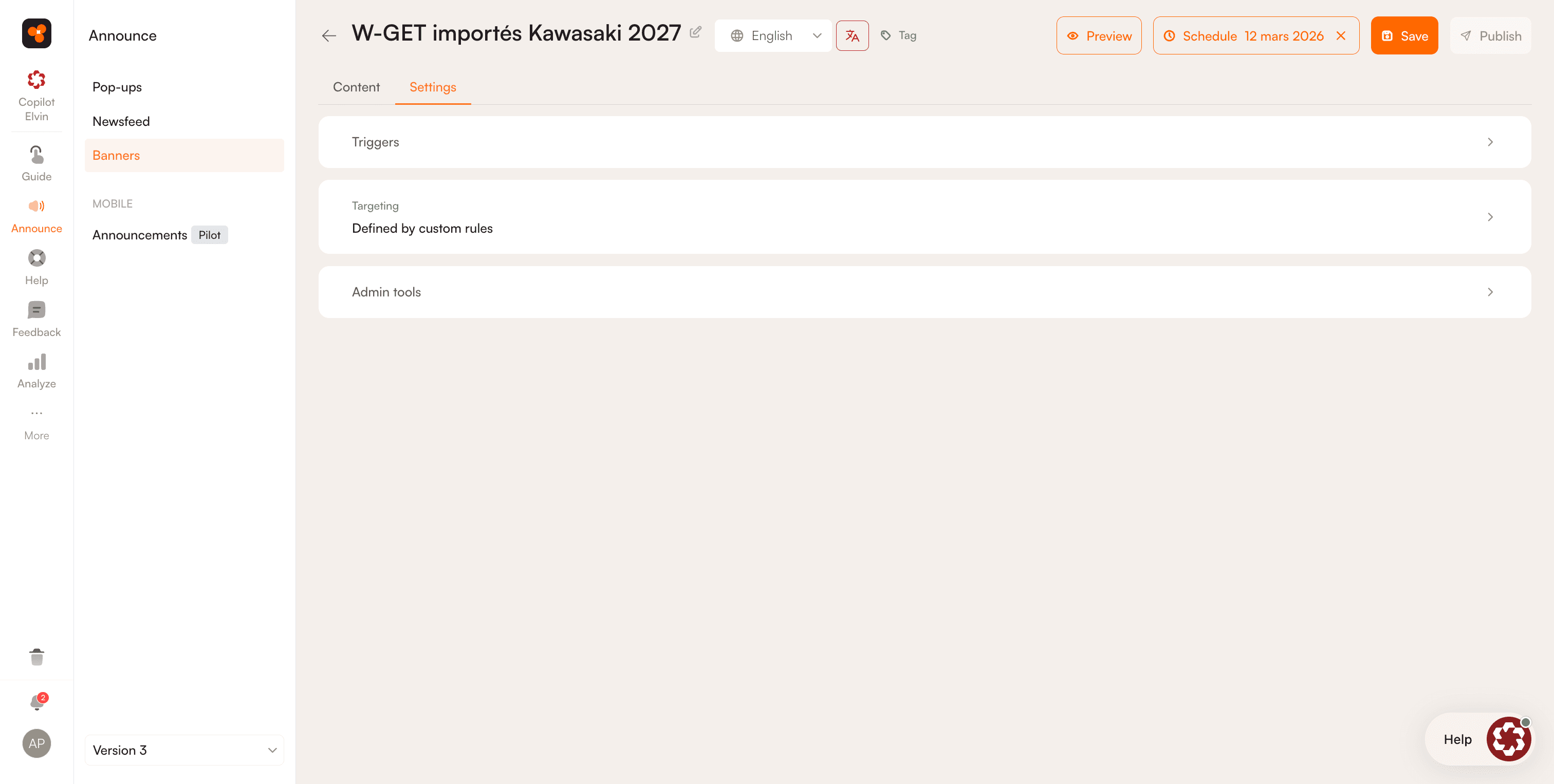 Step #5: Ouvrez la section Targeting pour configurer les règles d'audience de l'annonce.