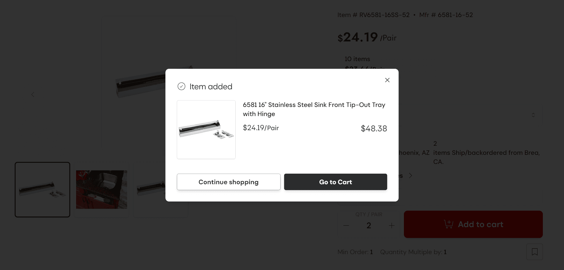 Step #18: Click "Go to Cart"