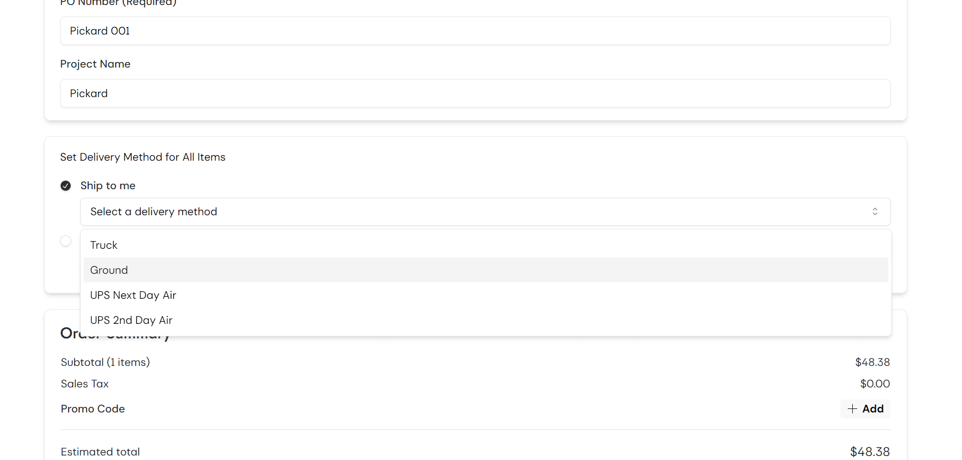 Step #26: Click "Ground" for ground delivery