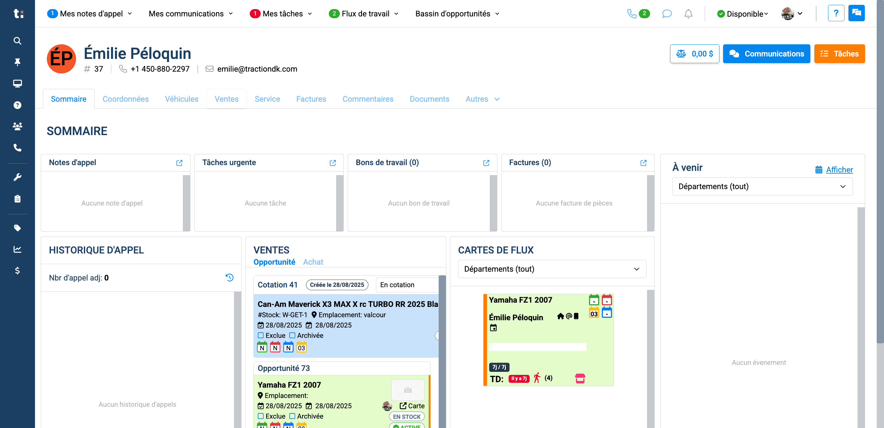 Step #4: Cliquez sur l'onglet "ventes" dans la fiche client