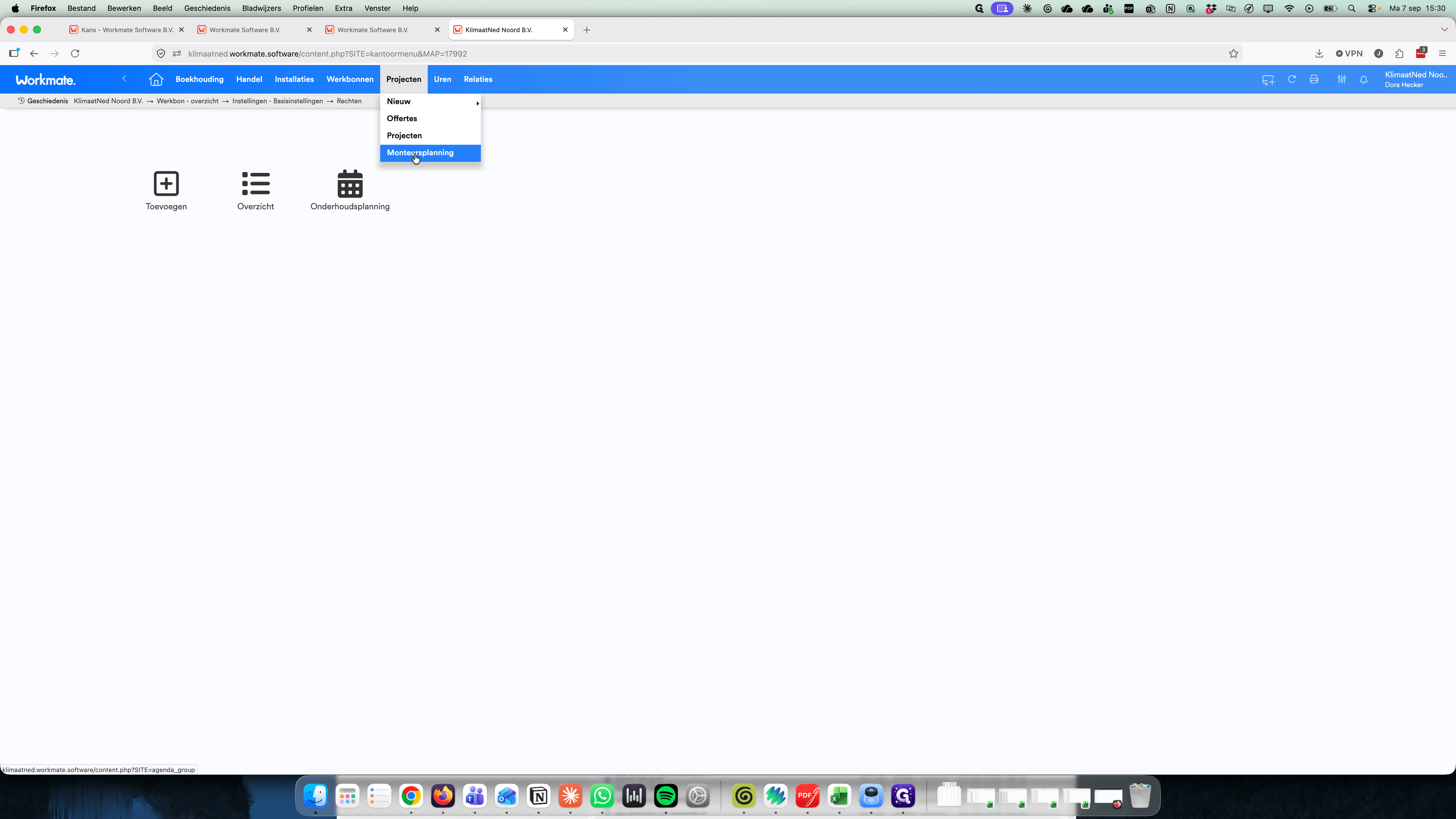 Step #1: Klik op Monteursplanning in het menu.