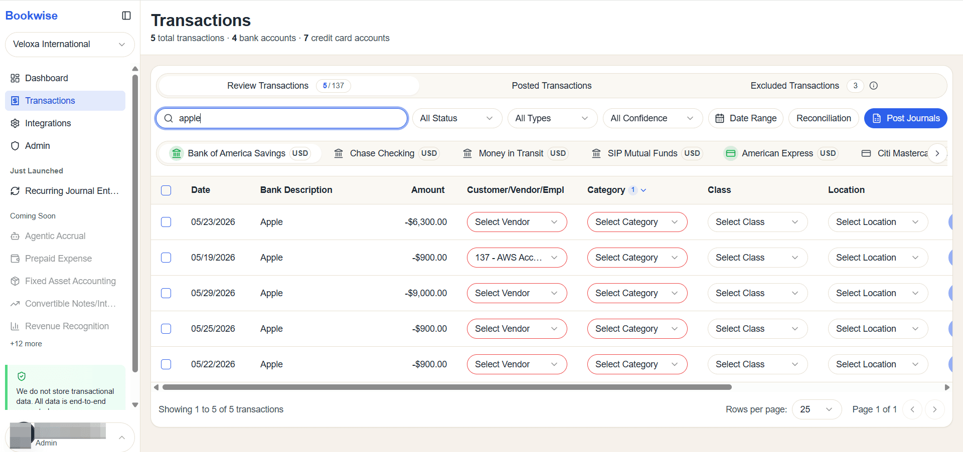 Step #3: All transactions will be displayed here.