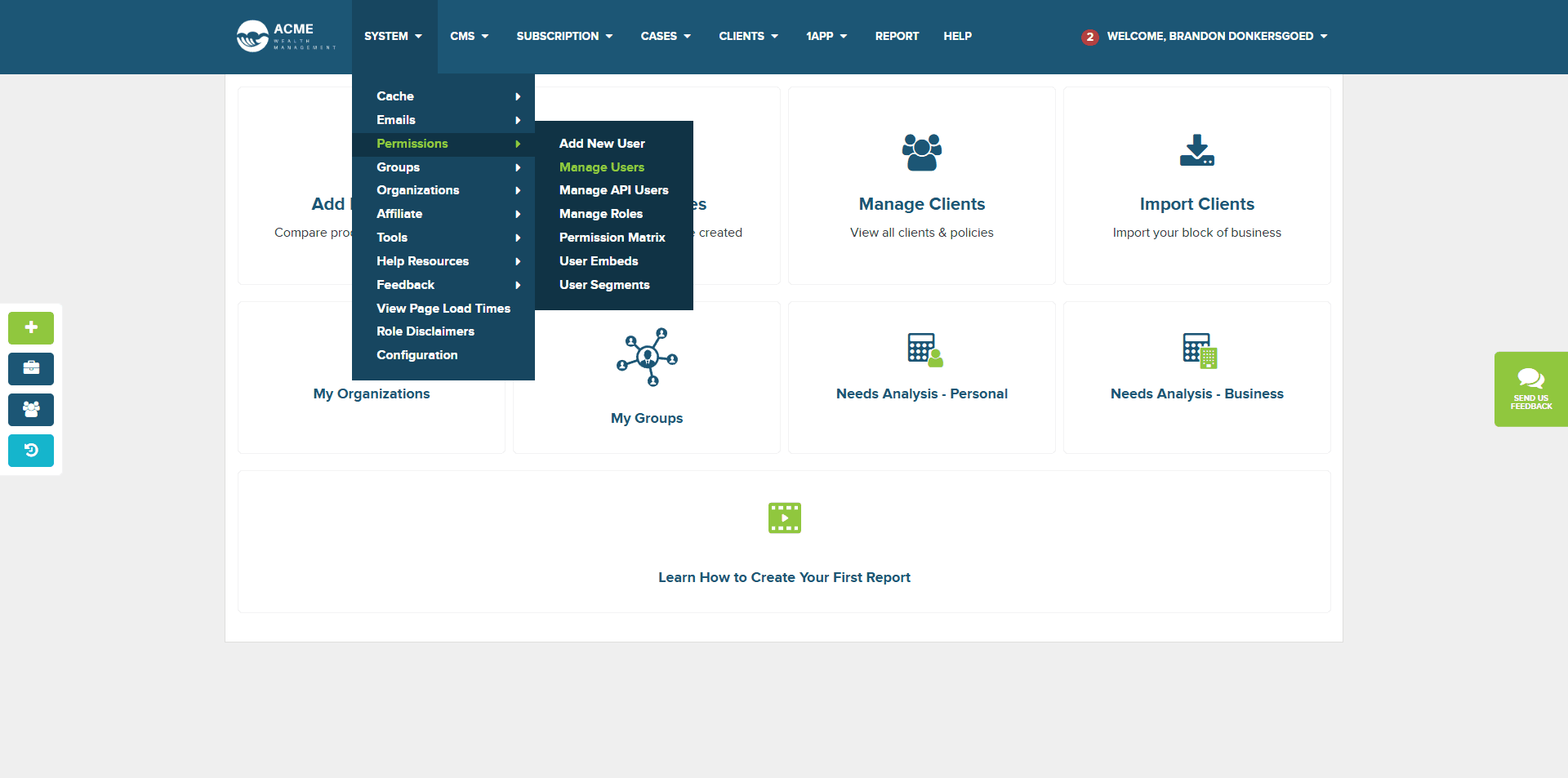 Step #2: Click on "Manage Users"