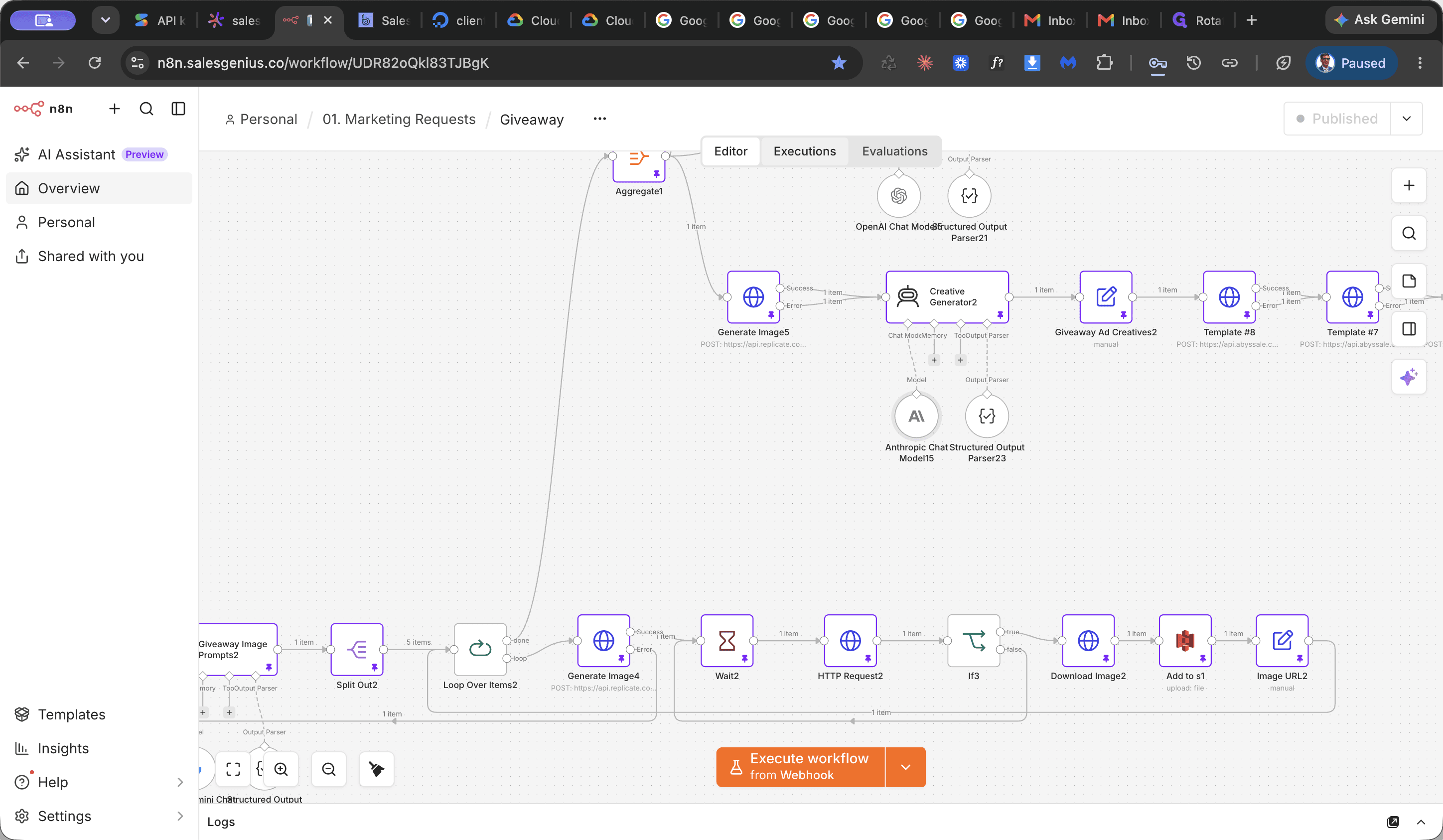 Step #1: Click the Executions tab in the workflow editor.