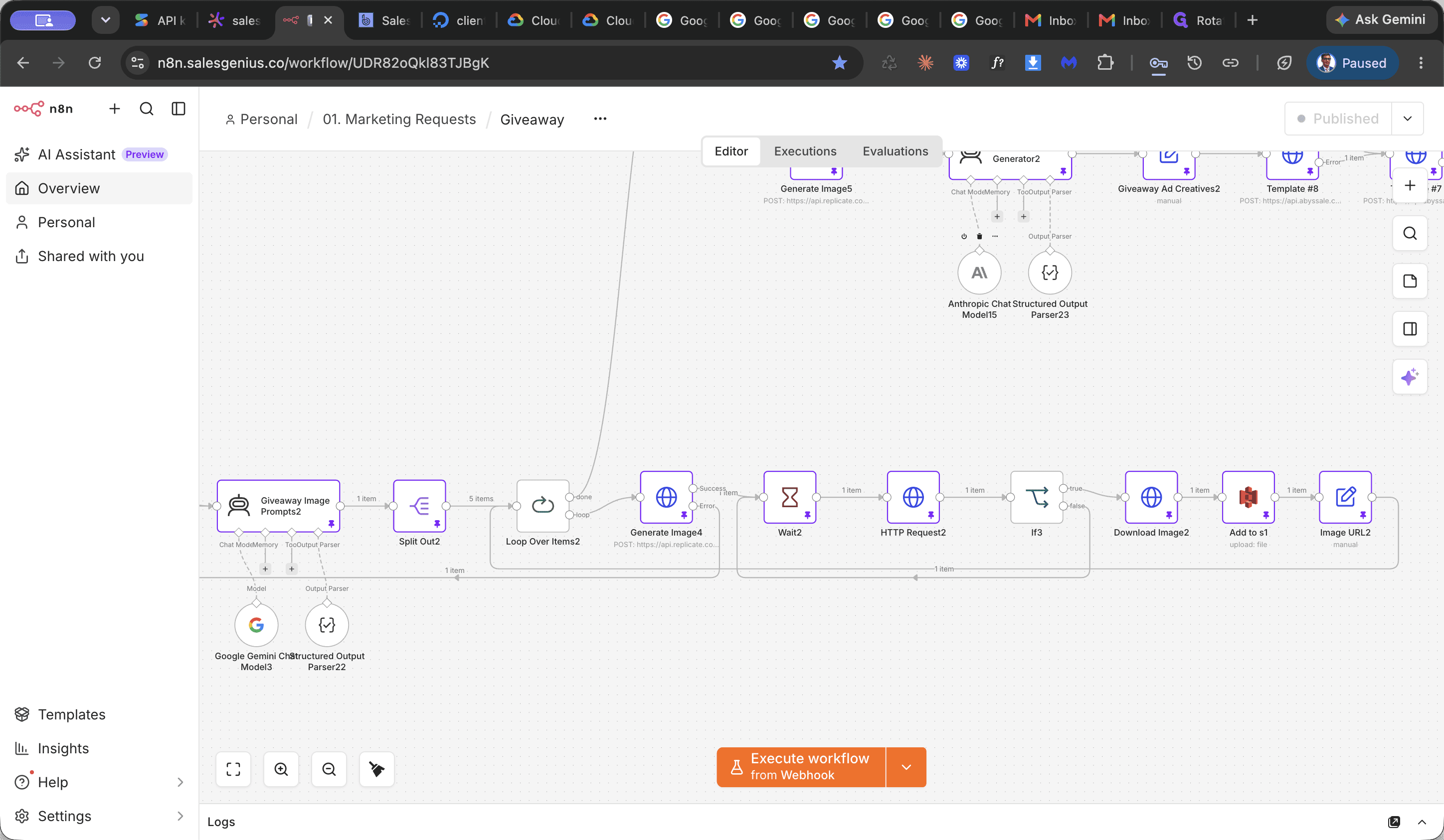 Step #2: Double-click the AI node to open its parameters panel.