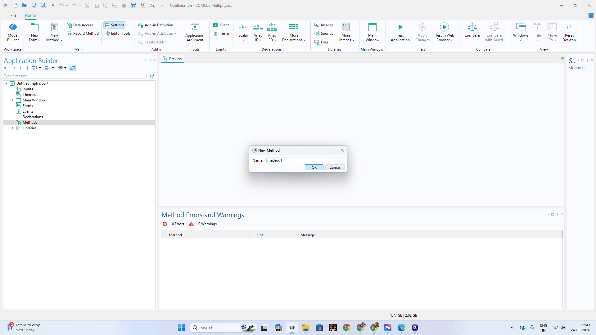 Step #4: Enter a name for the method (e.g., method1) in the dialog box and click OK.
