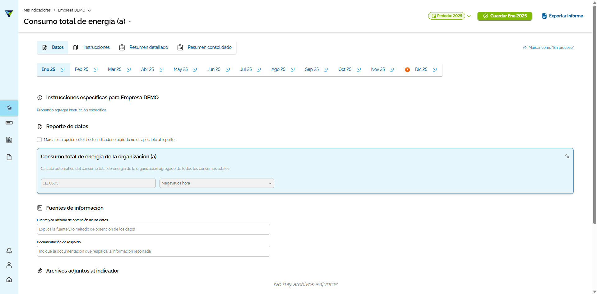 Step #8: Para verificar que este todo correcto, puedes navegar por DATAIE, dirigirte al indicador y visualizar las instrucciones especificas previamente agregadas.