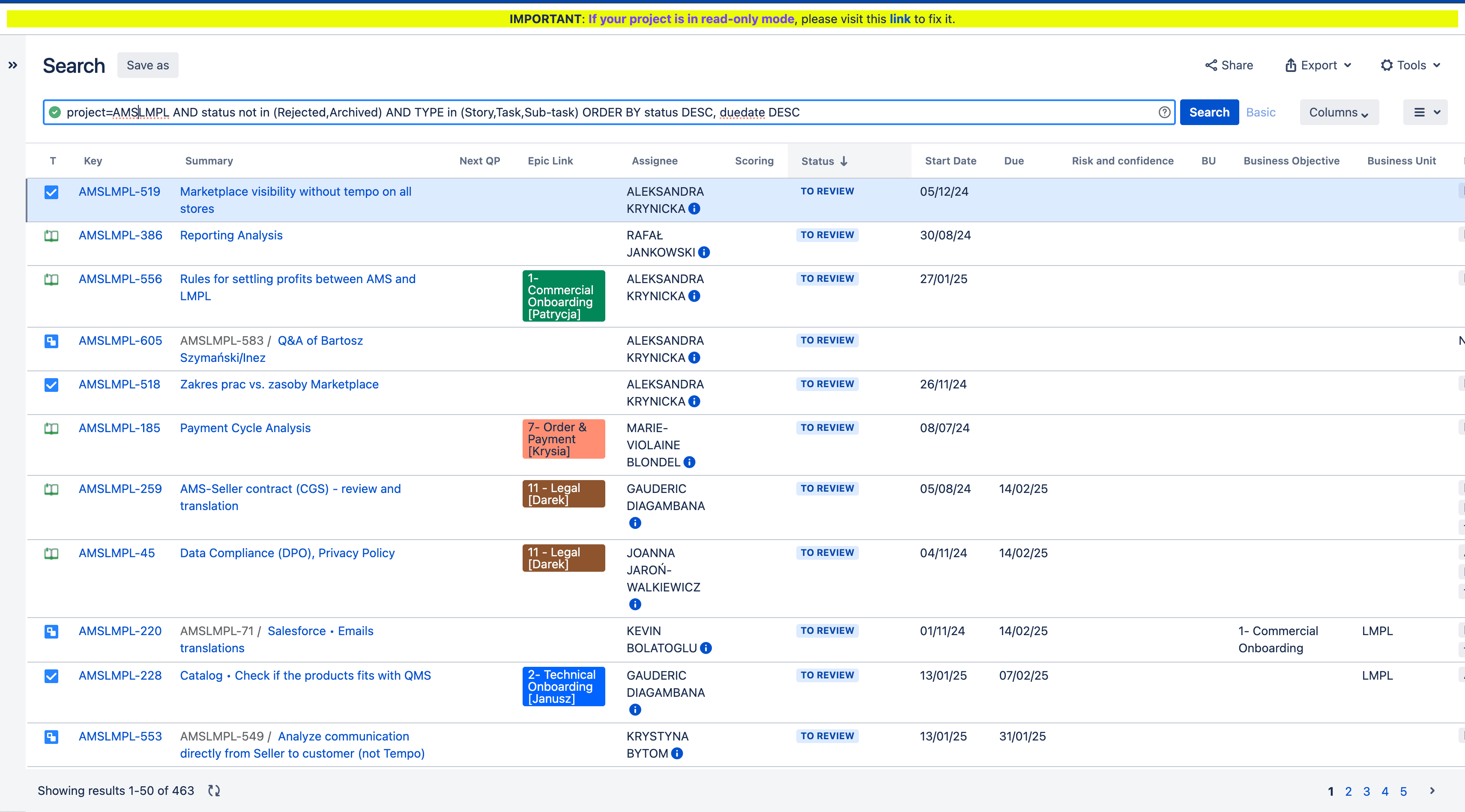 Step #9: Focus on the URL QUERY : YOUR_JQL_QUERY is similar as what you can find into a JIRA advanced search and is adapted to match with JIRA API