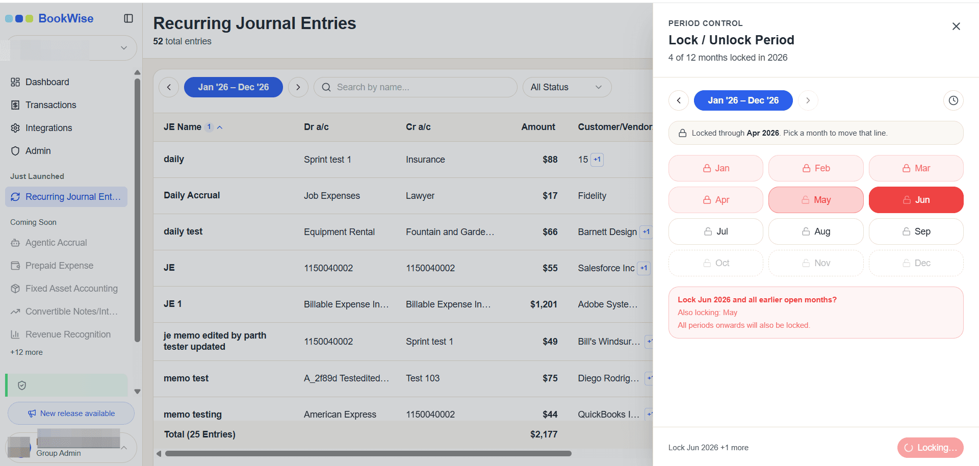 Step #3: Click Lock Period to confirm your selection.