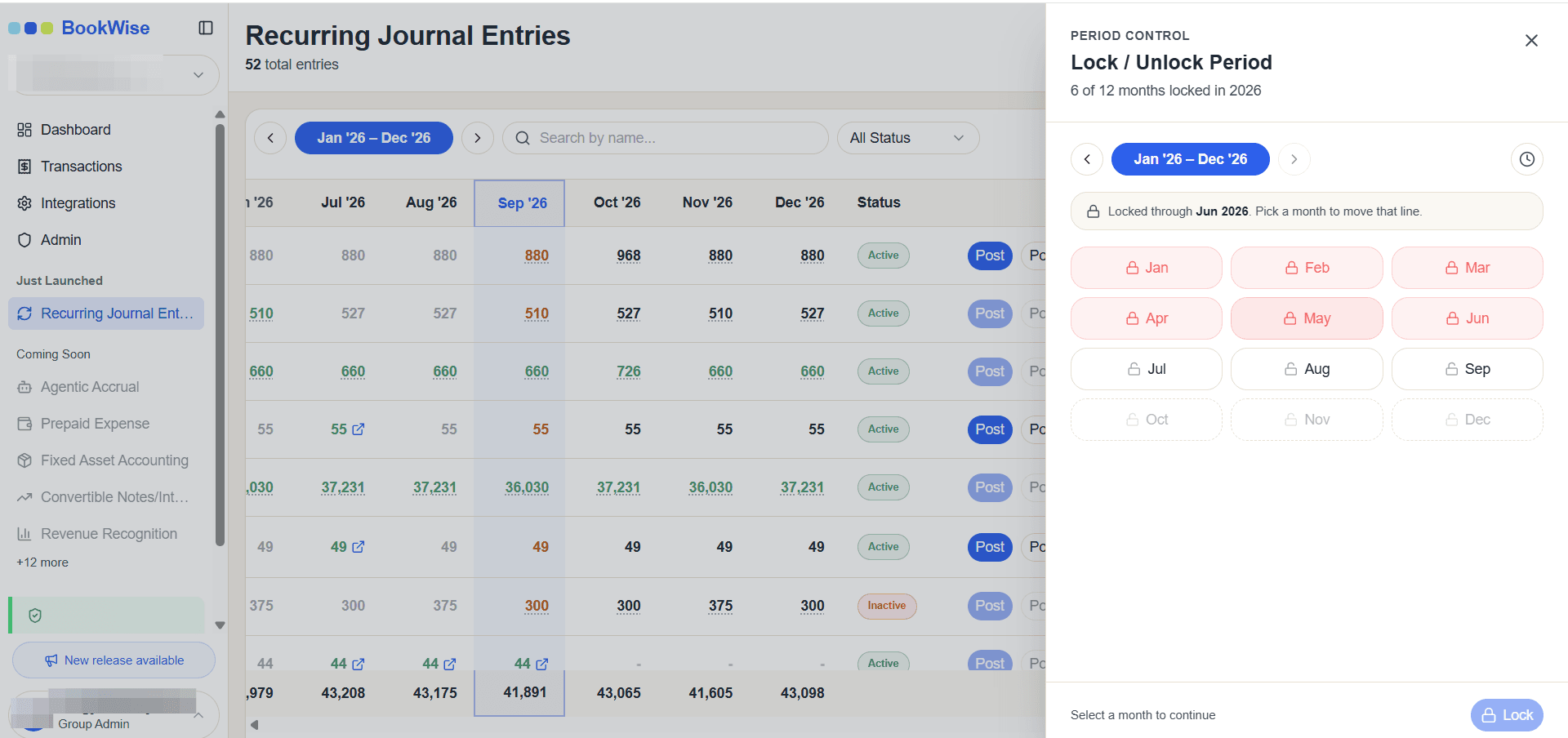 Step #5: Open the Lock / Unlock Period modal .