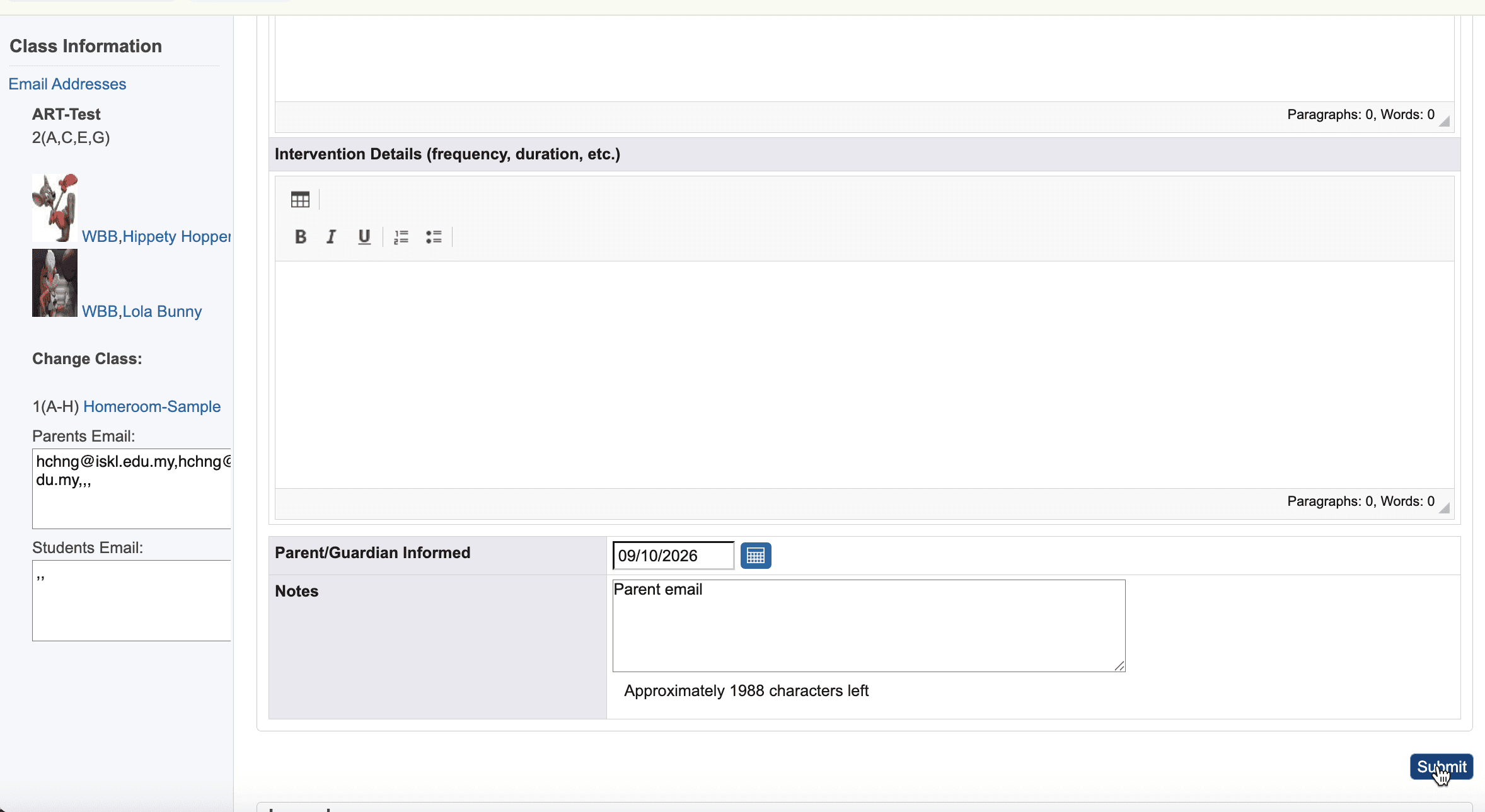 Step #8: Click Submit to save and publish the plan.