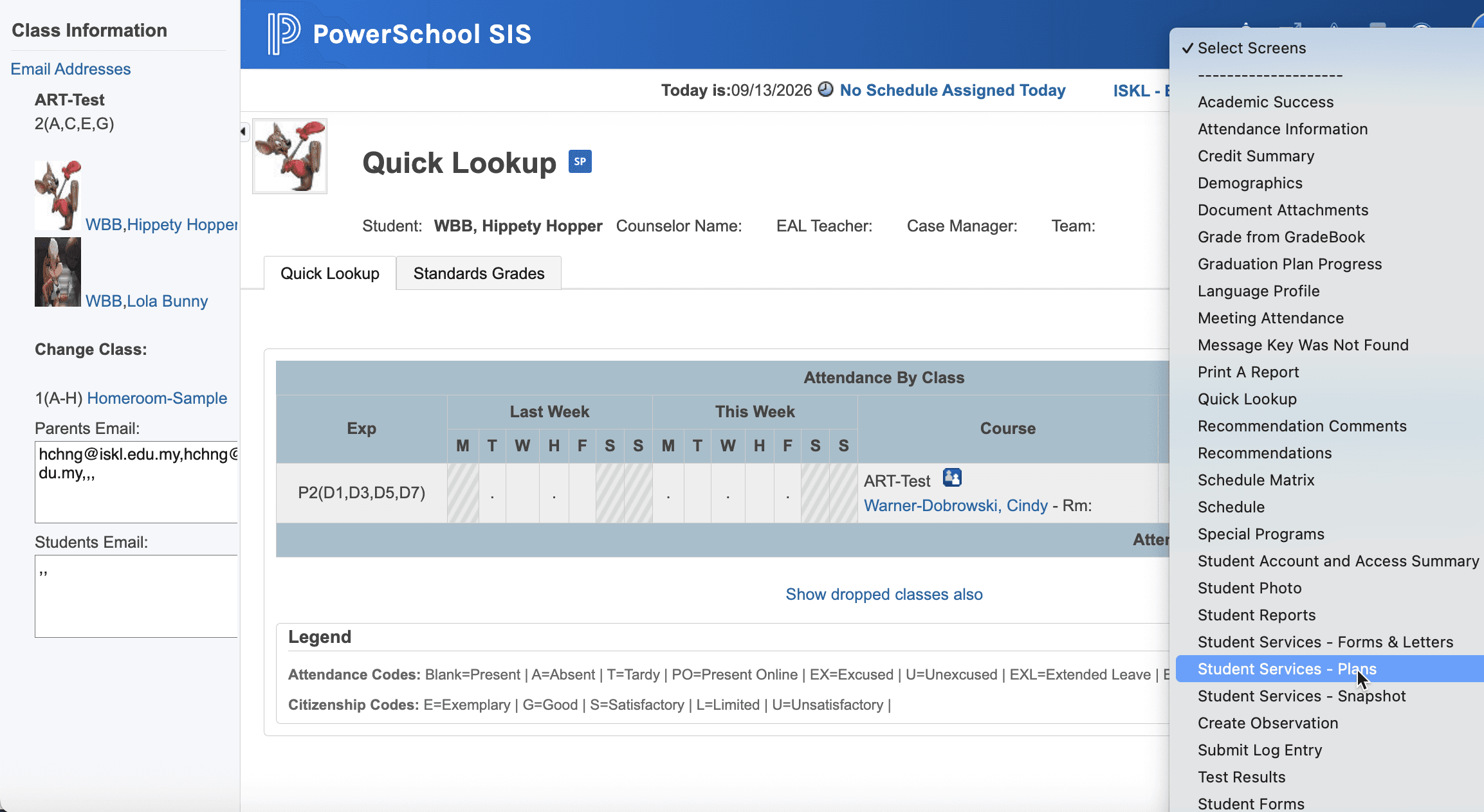 Step #4: Click Student Services - Plans.