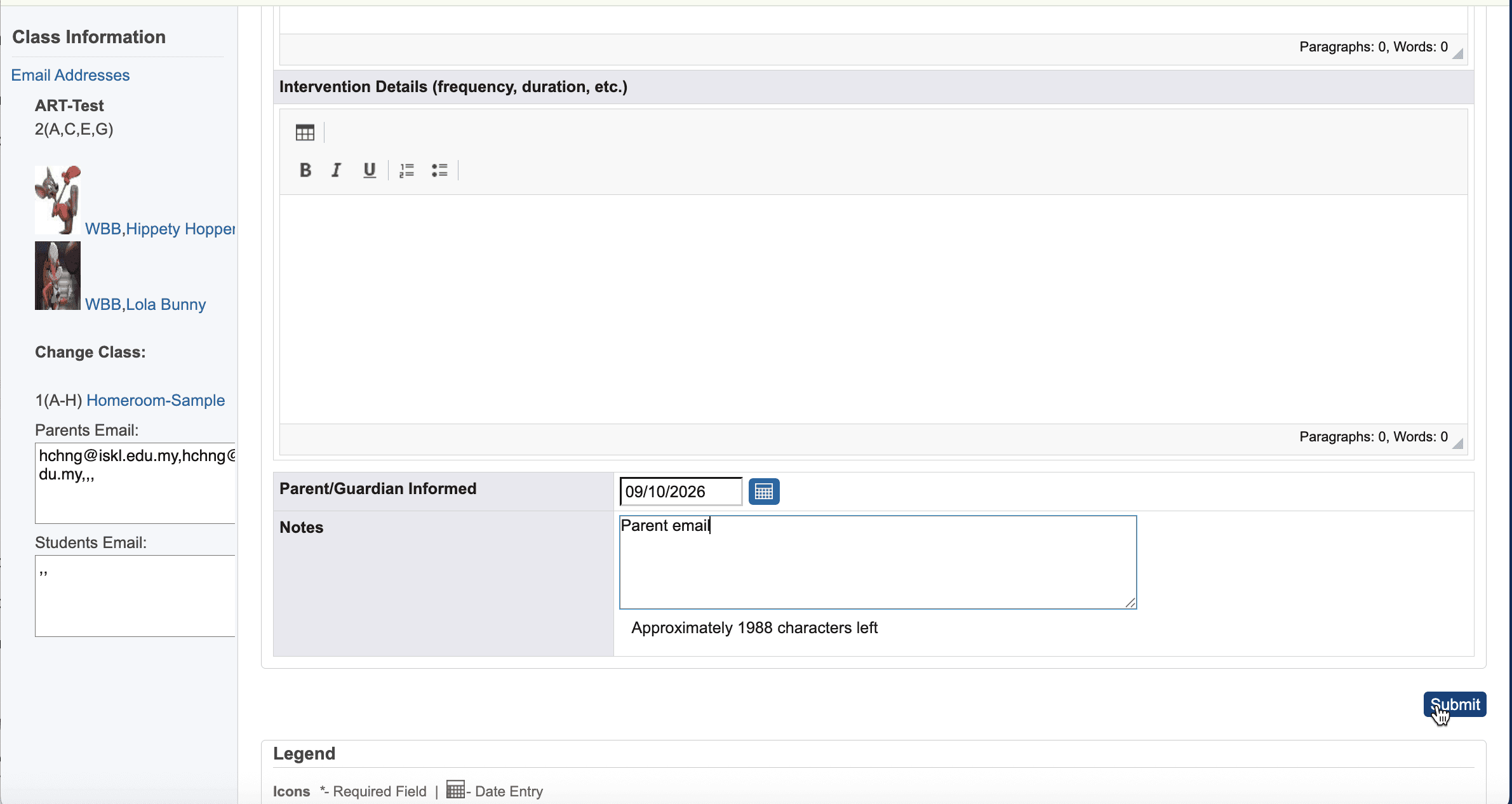 Step #6: Fill out the required fields and click Submit to save the plan details.