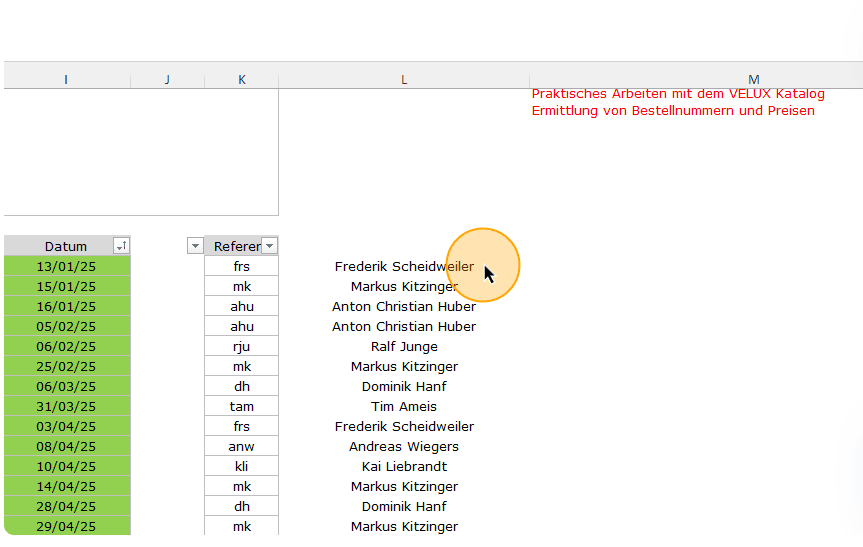 Step #29: The full name is filled in column "L" (First Name + Last Name)