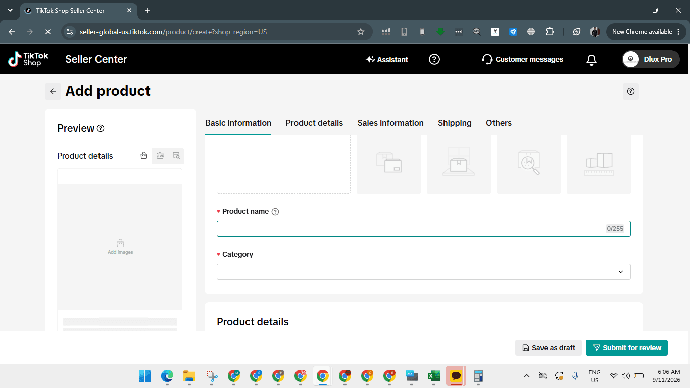 Step #4: Enter your product title in the Product name text field.