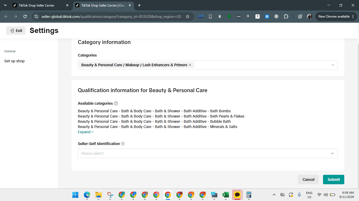 Step #7: Click Expand to view the full list of available categories covered under the application.