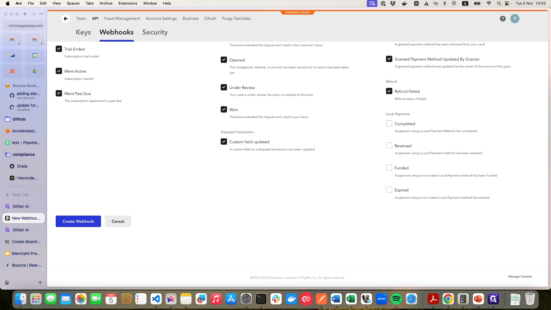 Step #11: Click on "Create Webhook"