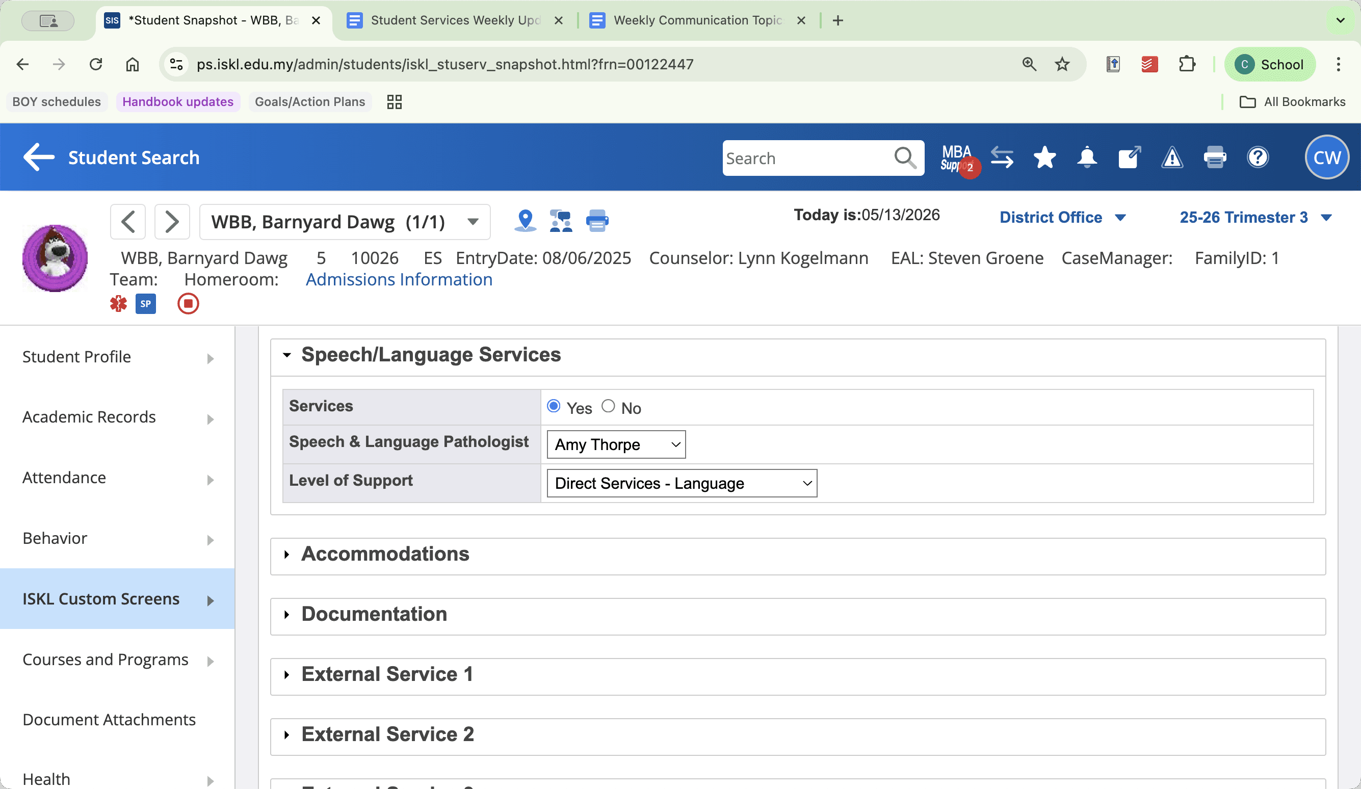 Step #15: Click Accommodations to view and configure student accommodations.