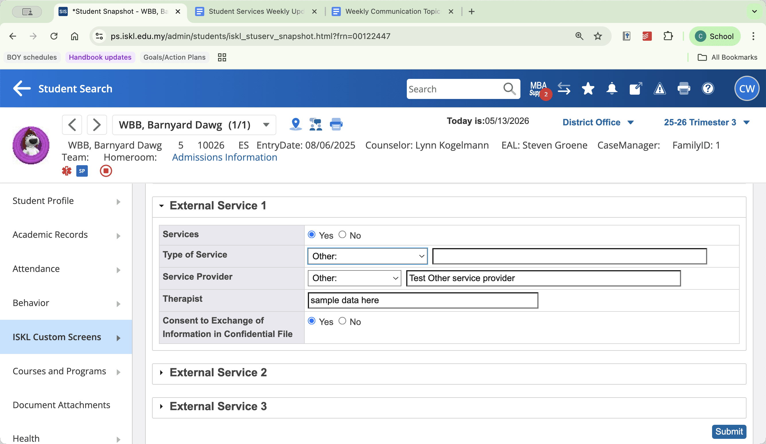 Step #21: Select Yes, choose the type of service (e.g., Occupational Therapy), and select the provider agency.