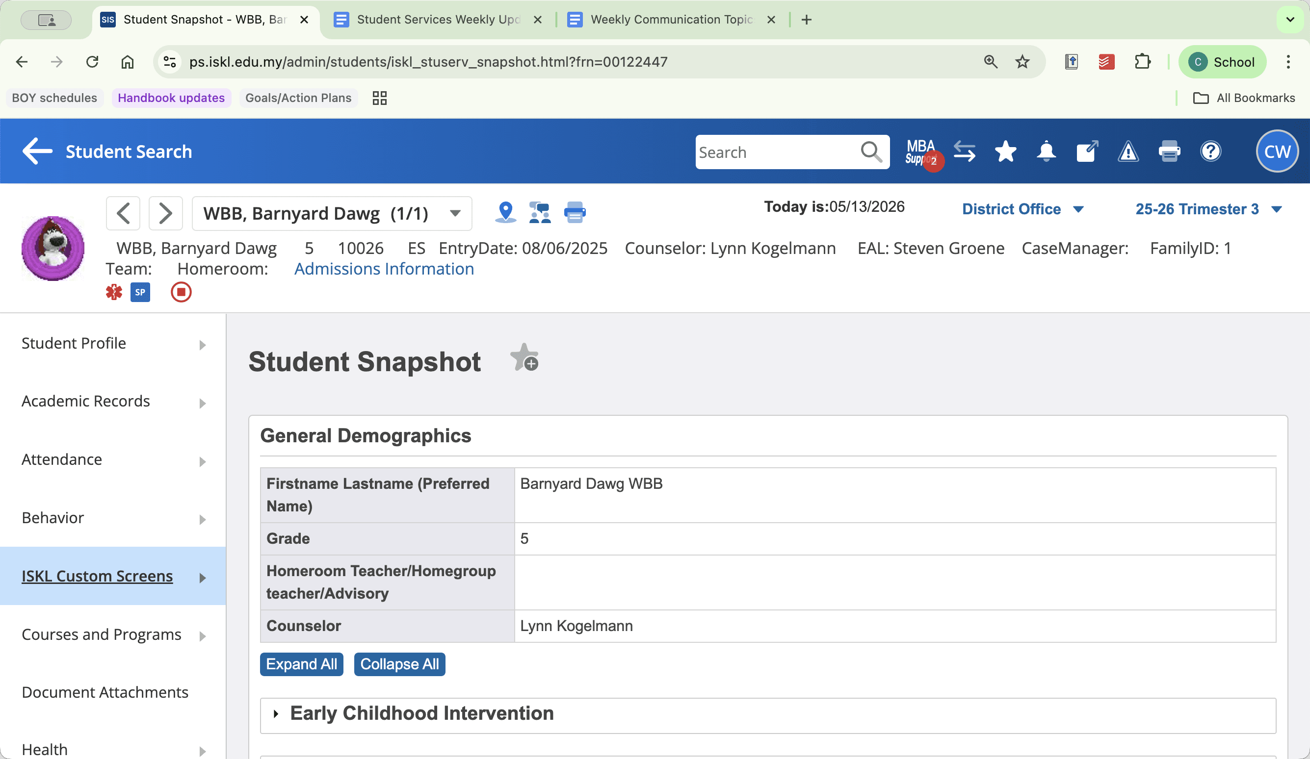 Step #2: Click ISKL Custom Screens in the left navigation menu.