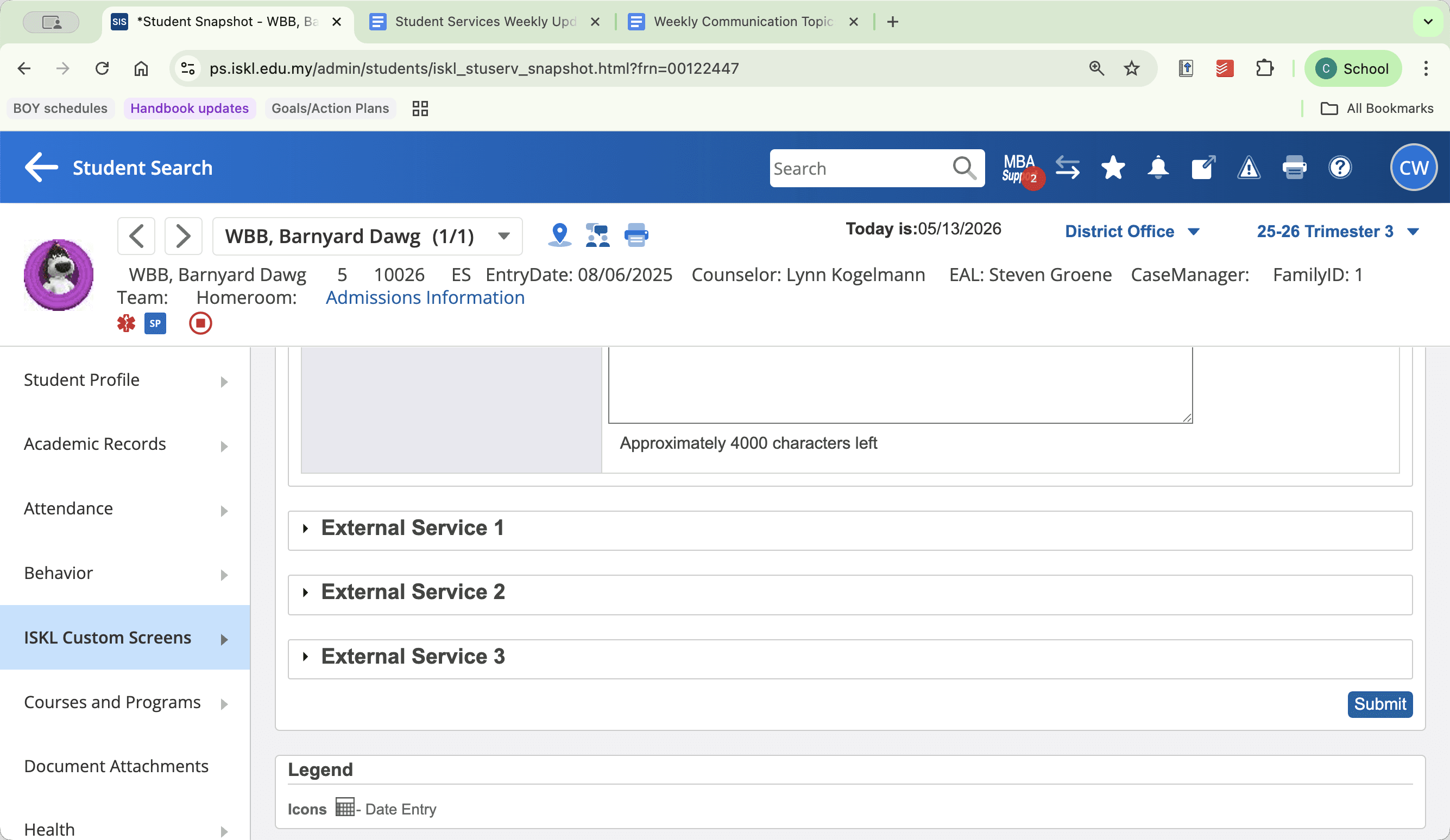 Step #20: To add a third-party therapist or clinic, click External Service 1.
