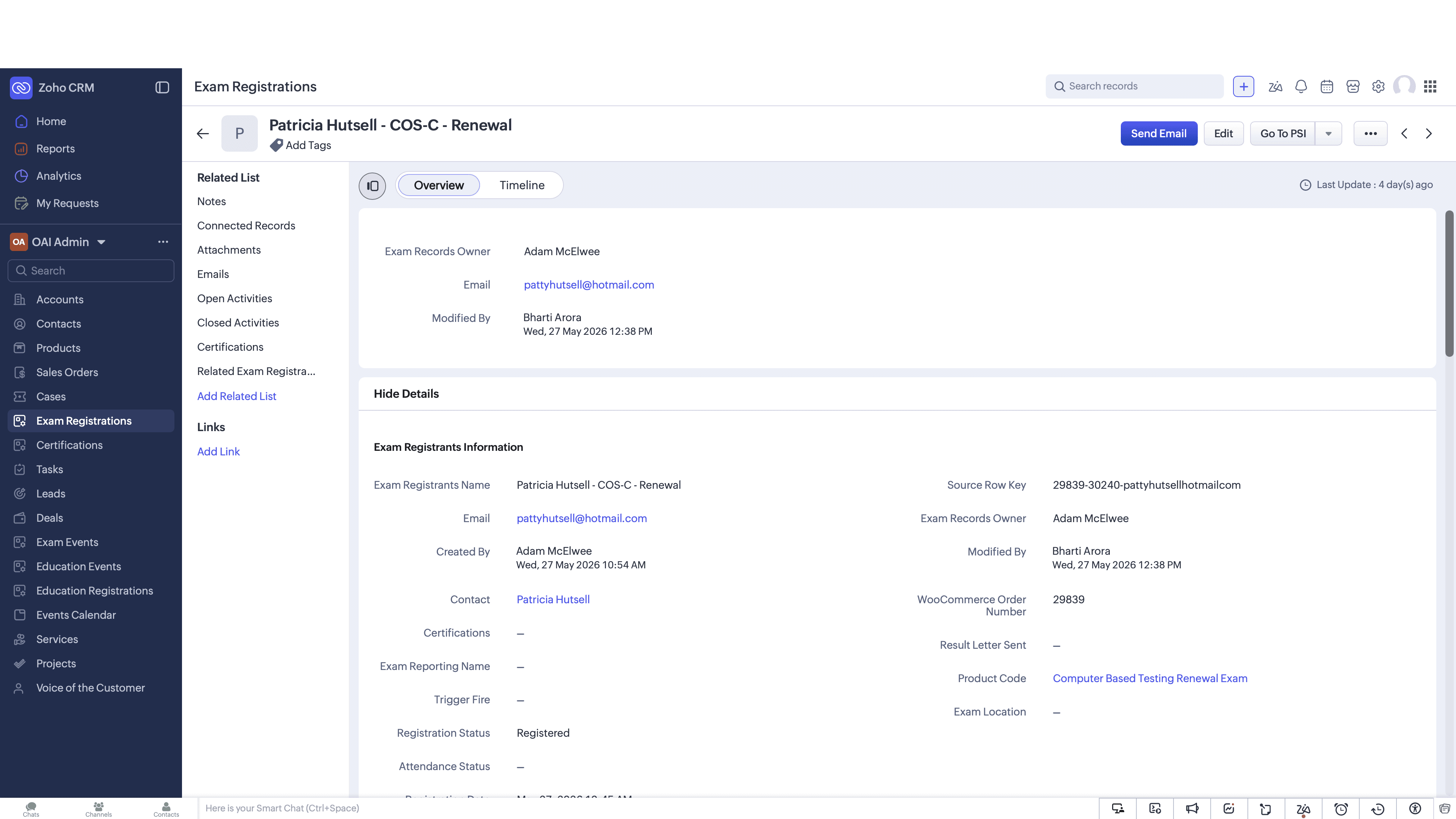 Step #3: Click the Go To PSI link to open the candidate's profile in the PSI Client Portal.