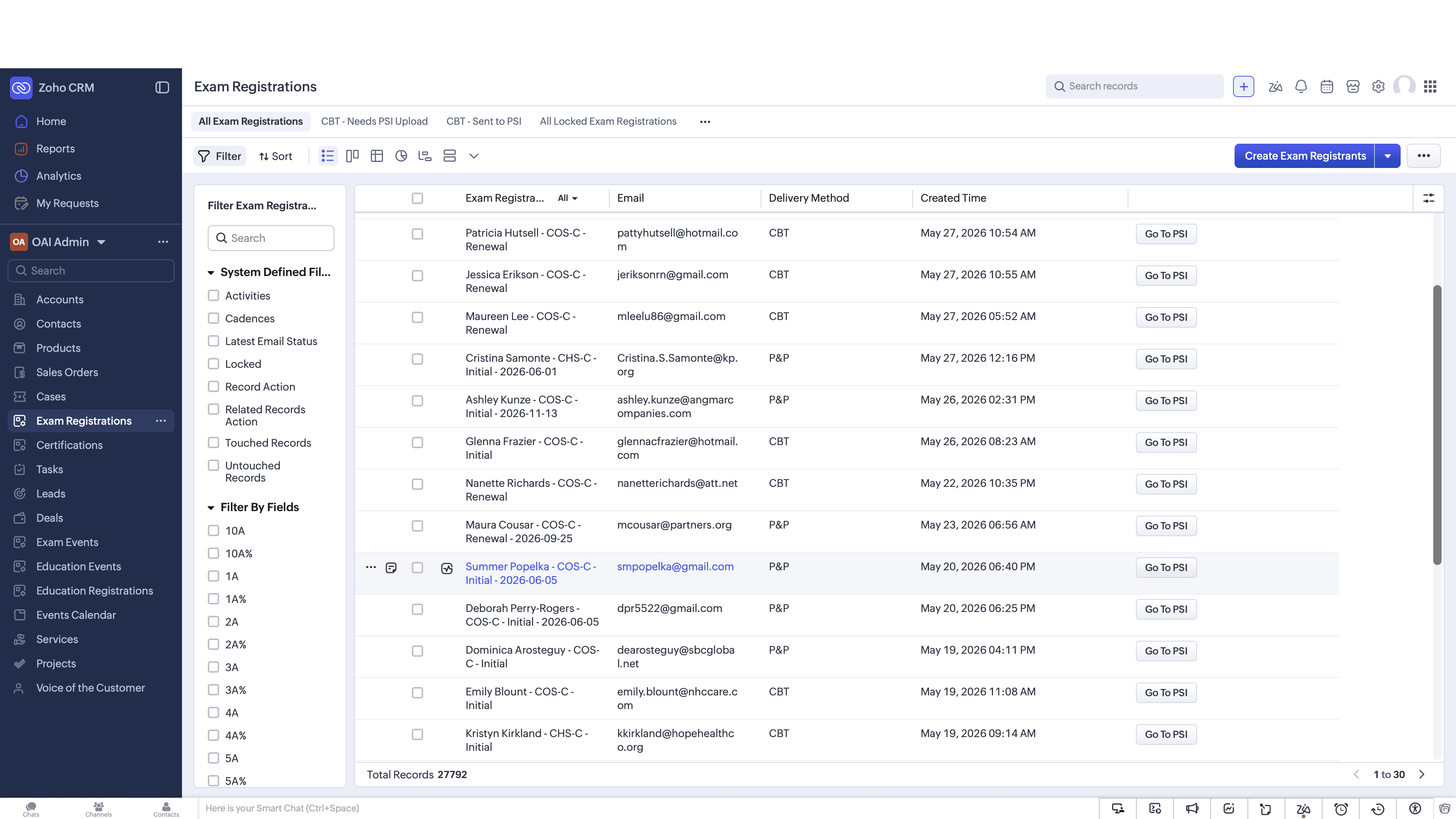 Step #6: If you click Go To PSI for a candidate with missing or mismatched data, you will be redirected to a system error page.