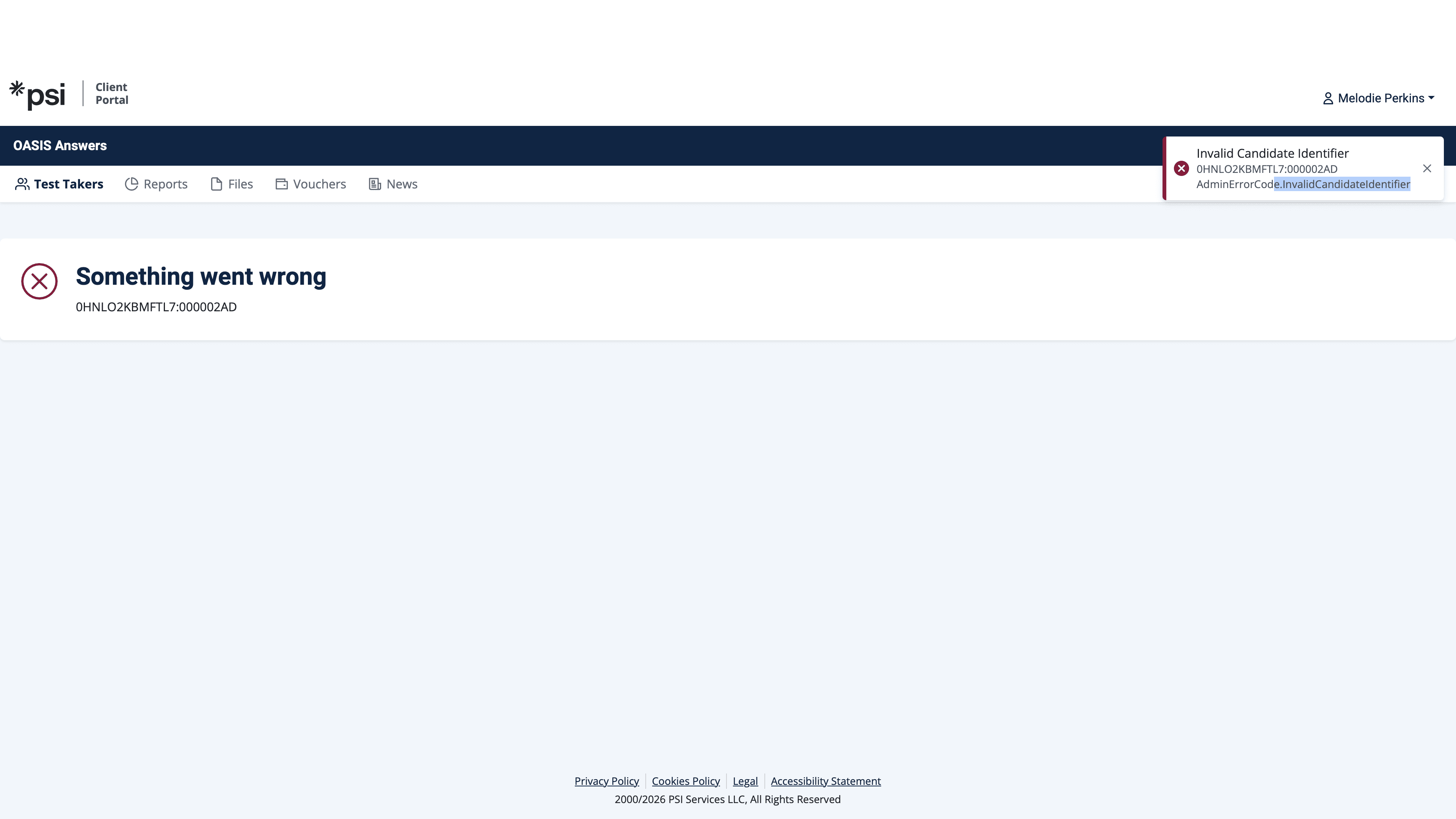 Step #7: Look for the Invalid Candidate Identifier error notification in the top right corner. Note the specific error code provided to assist with troubleshooting the integration record.