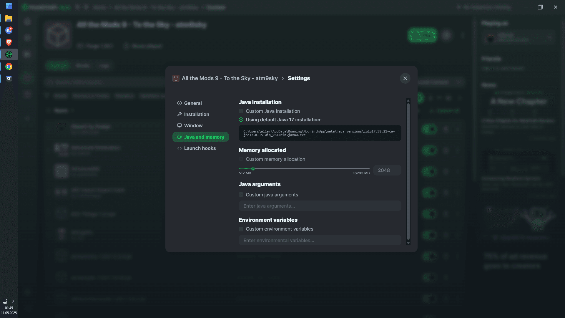 Step #8: Zaznaczamy "Custom memory allocation"