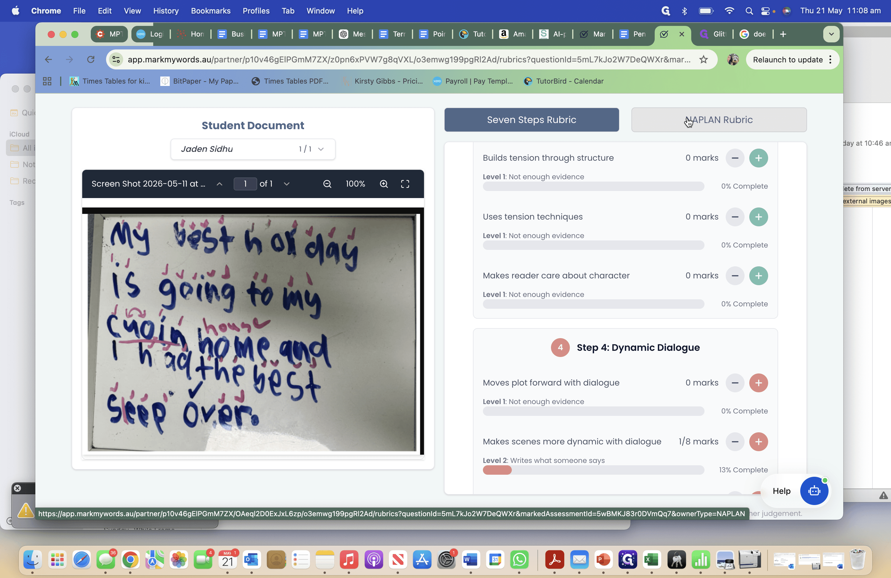 Step #9: Click the NAPLAN Rubric tab to switch away from the default Seven Steps rubric.