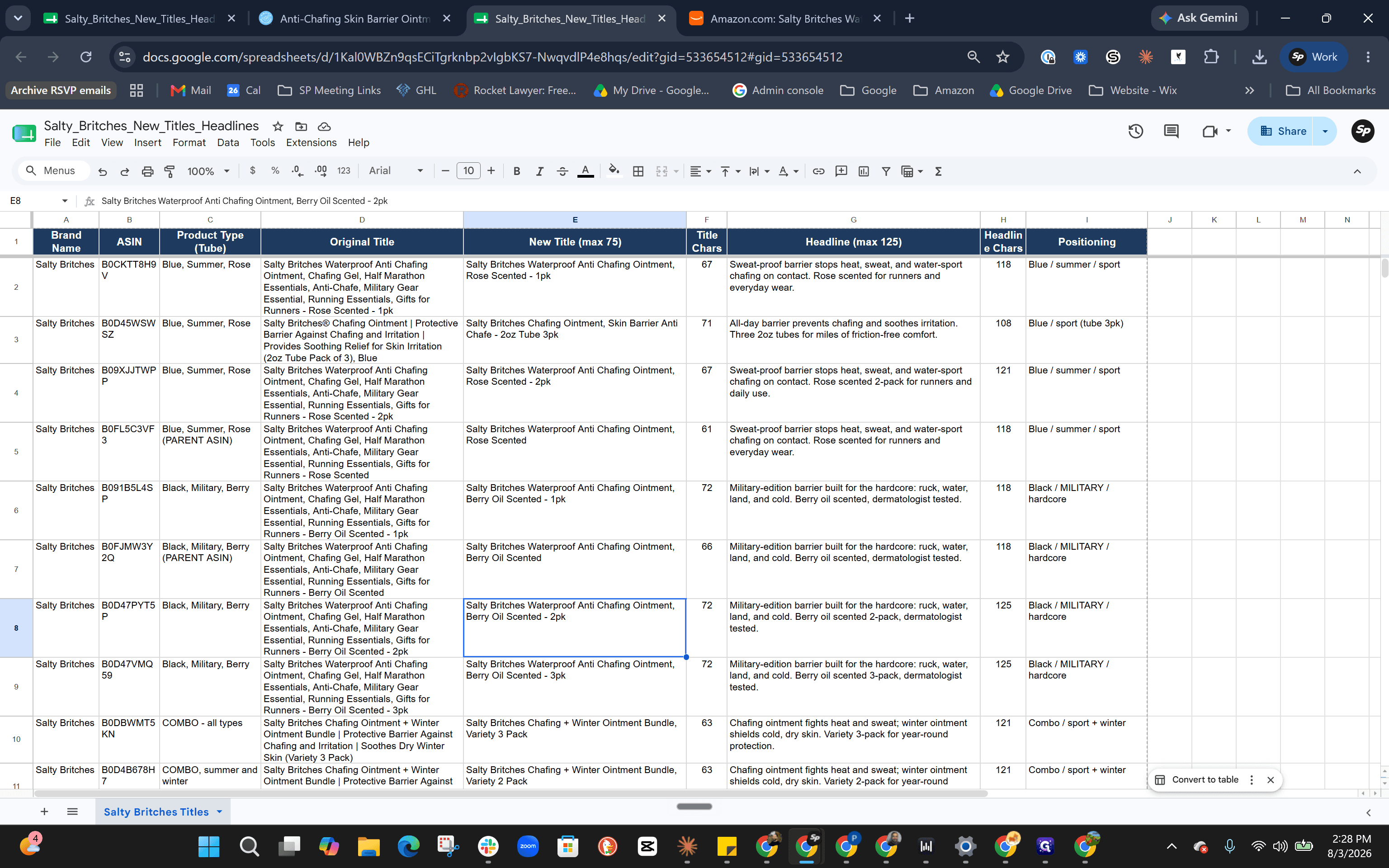 Step #5: Adjust specific titles to remove minor inconsistencies, such as correcting "Berry Oil Scented" to "Berry Scented."