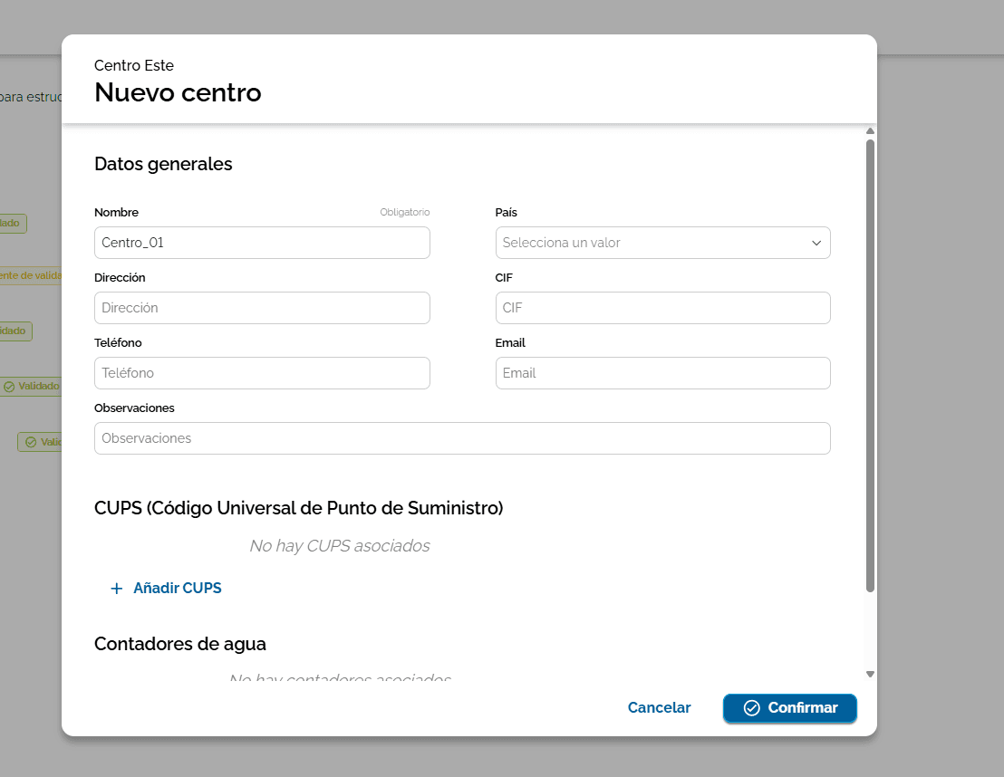 Step #2: Rellena todos los datos necesarios para el nuevo cy haz clic en "Confirmar".
