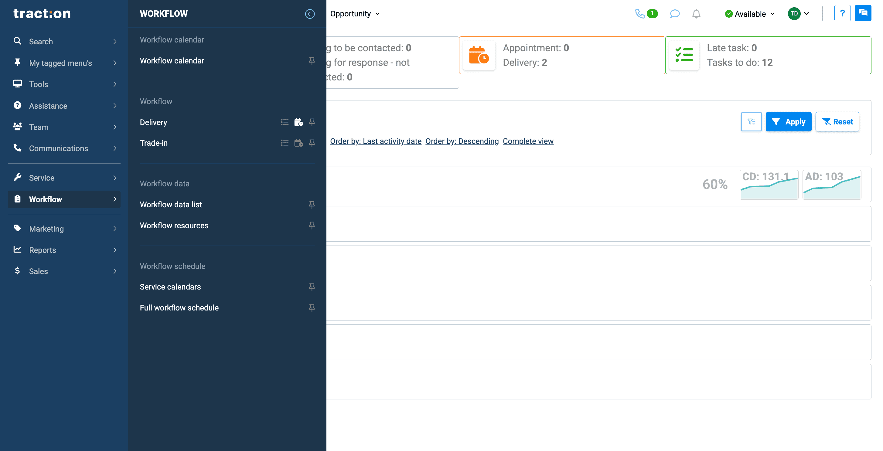 Step #2: Instead of clicking your workflow title, which opens the Kanban view, click the calendar icon.
