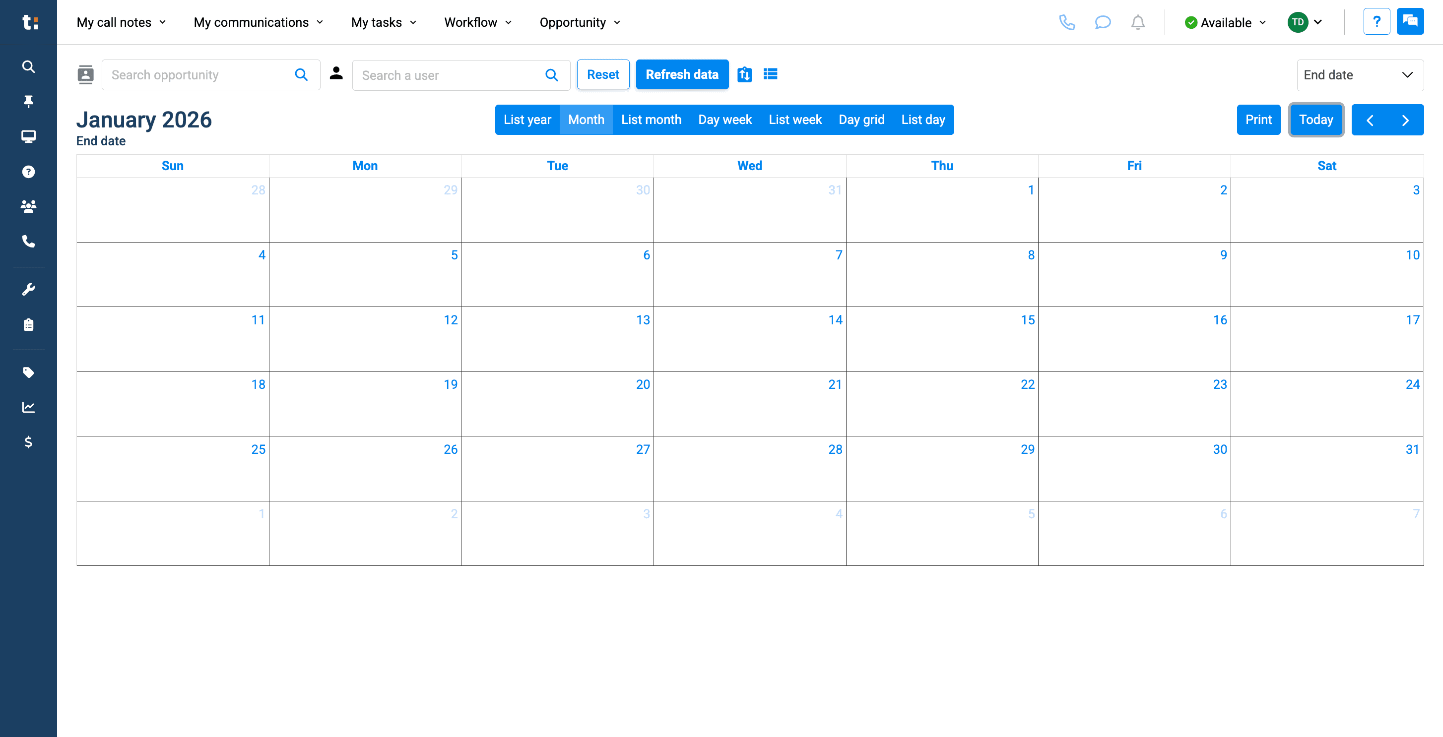Step #14: To return to today's date, click the Today button.