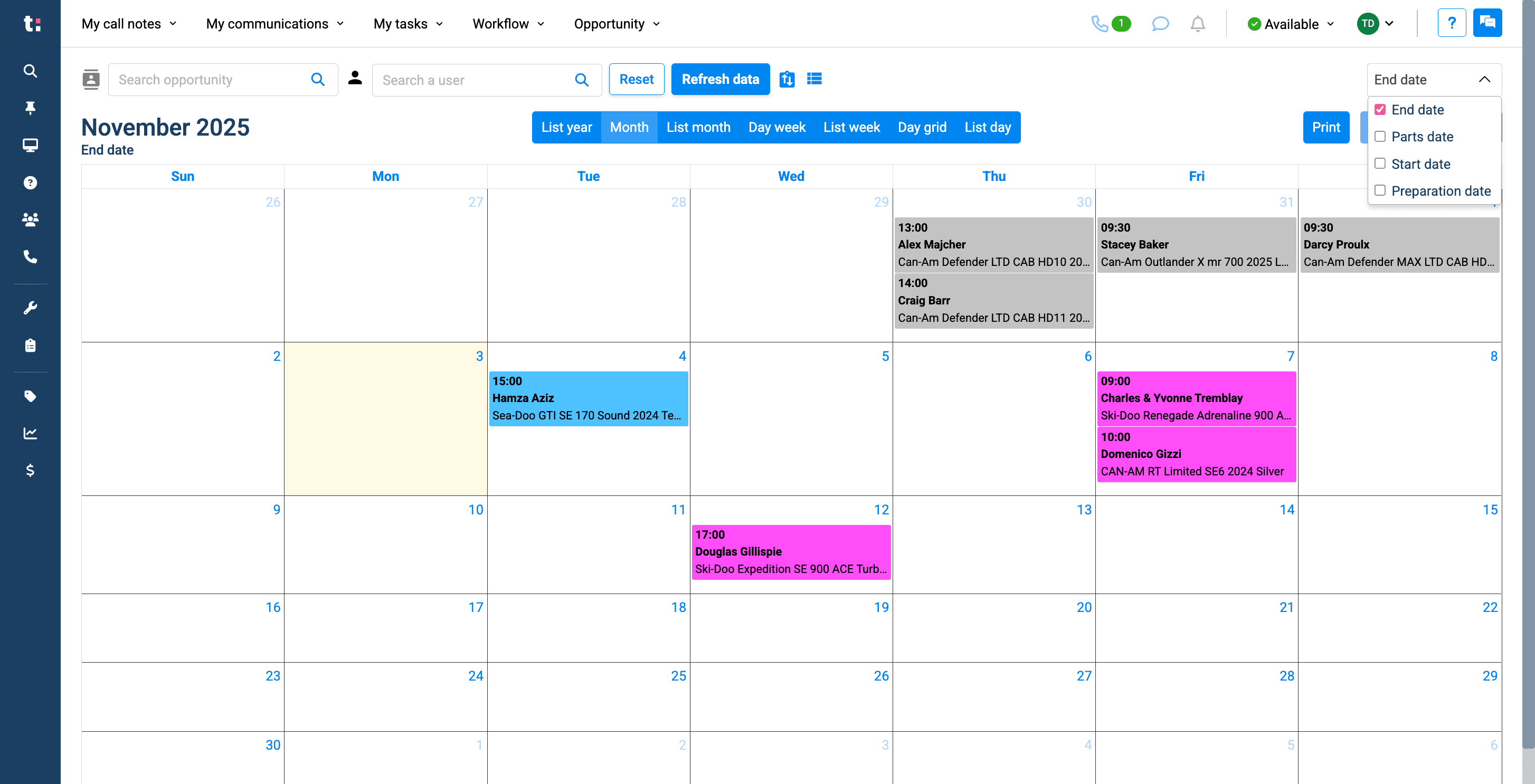 Step #5: You can view any date type by selecting it. The end date shows the delivery date, which is why this is your delivery calendar.