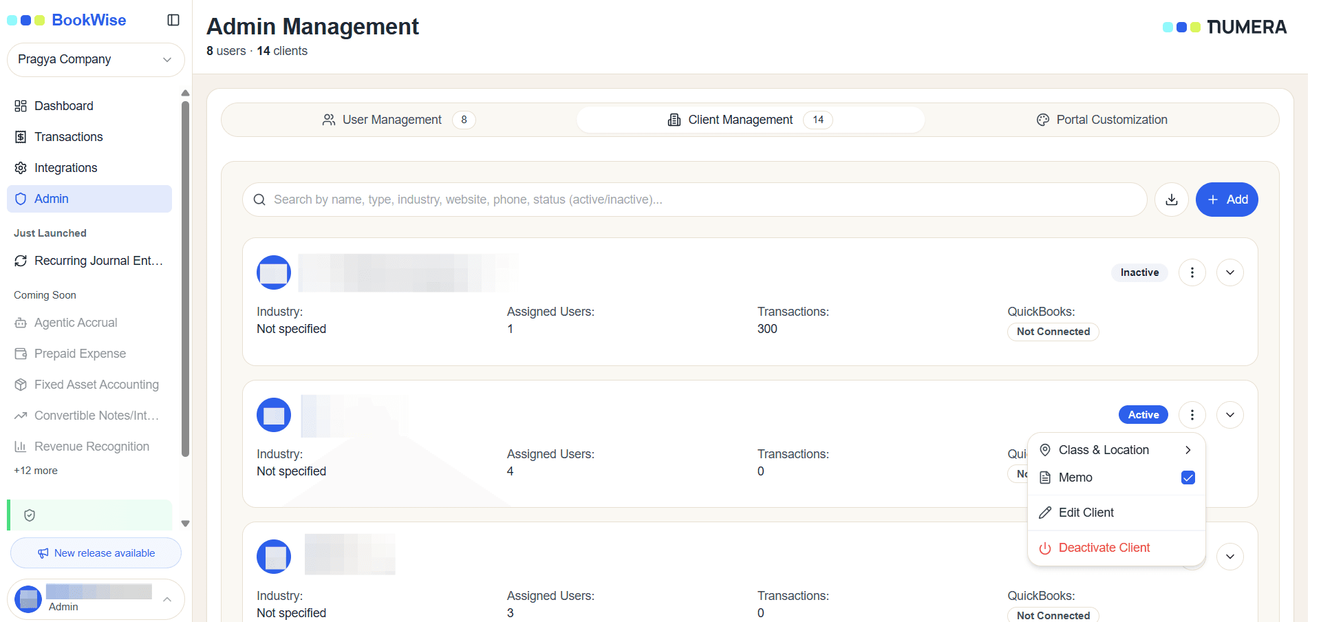 Step #2: Click the 3 dot button to modify the client's settings.