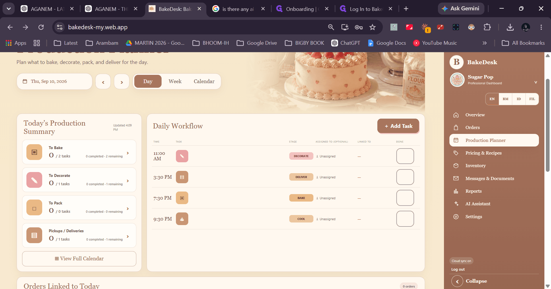 Step #3: Click + Add Task in the Daily Workflow section to create a new task.