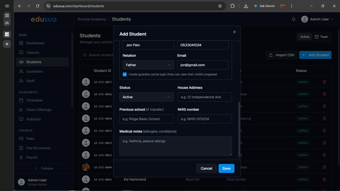 Step #10: Click on Save to complete registration.