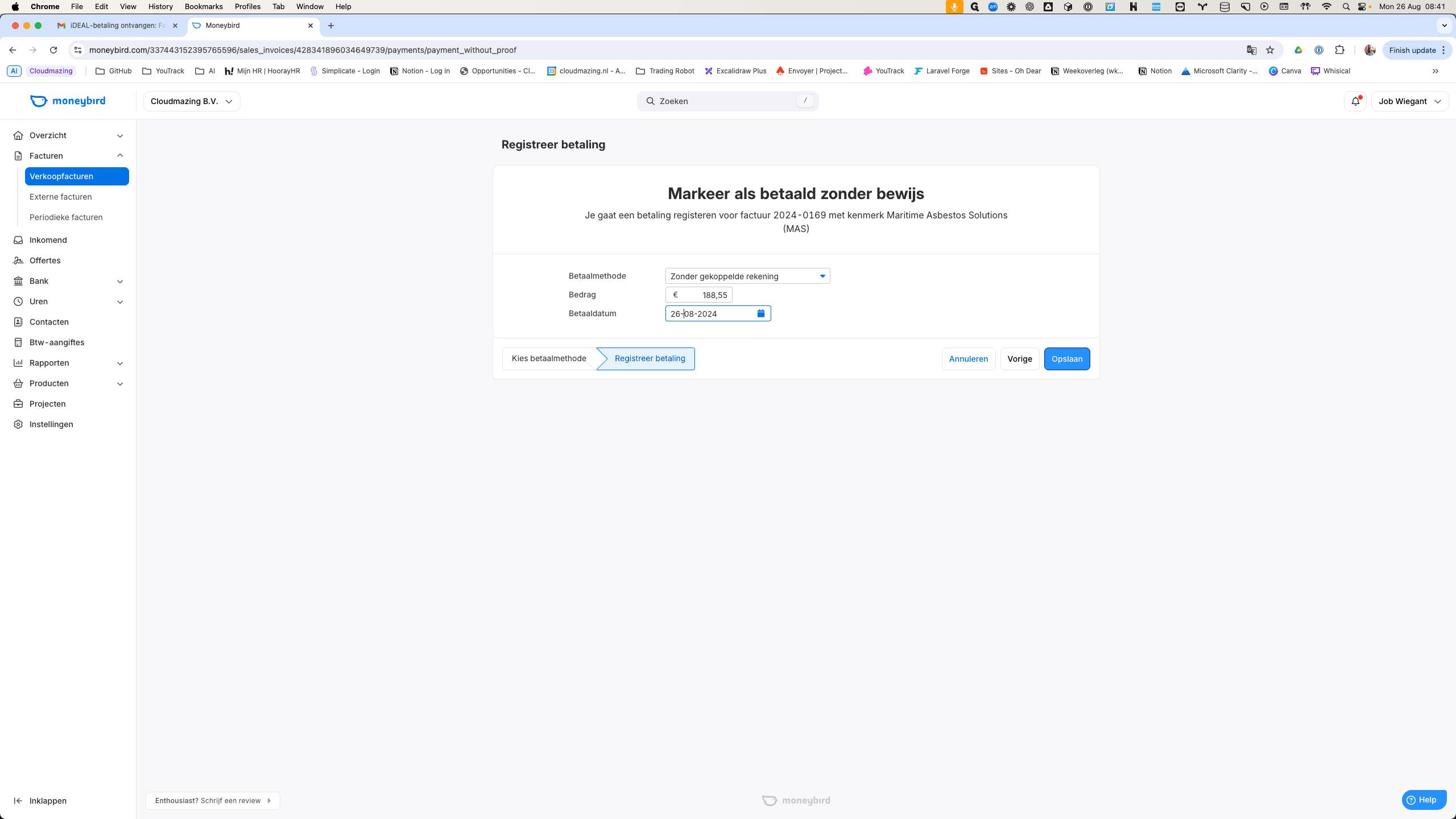 Step #10: Zet de datum goed van de betaling